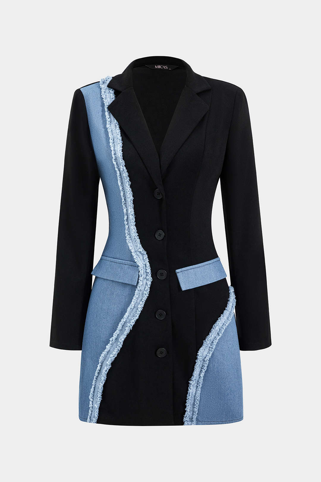 שמלת מיני בלייזר עם שרוולים ארוכים ומג'ינס 