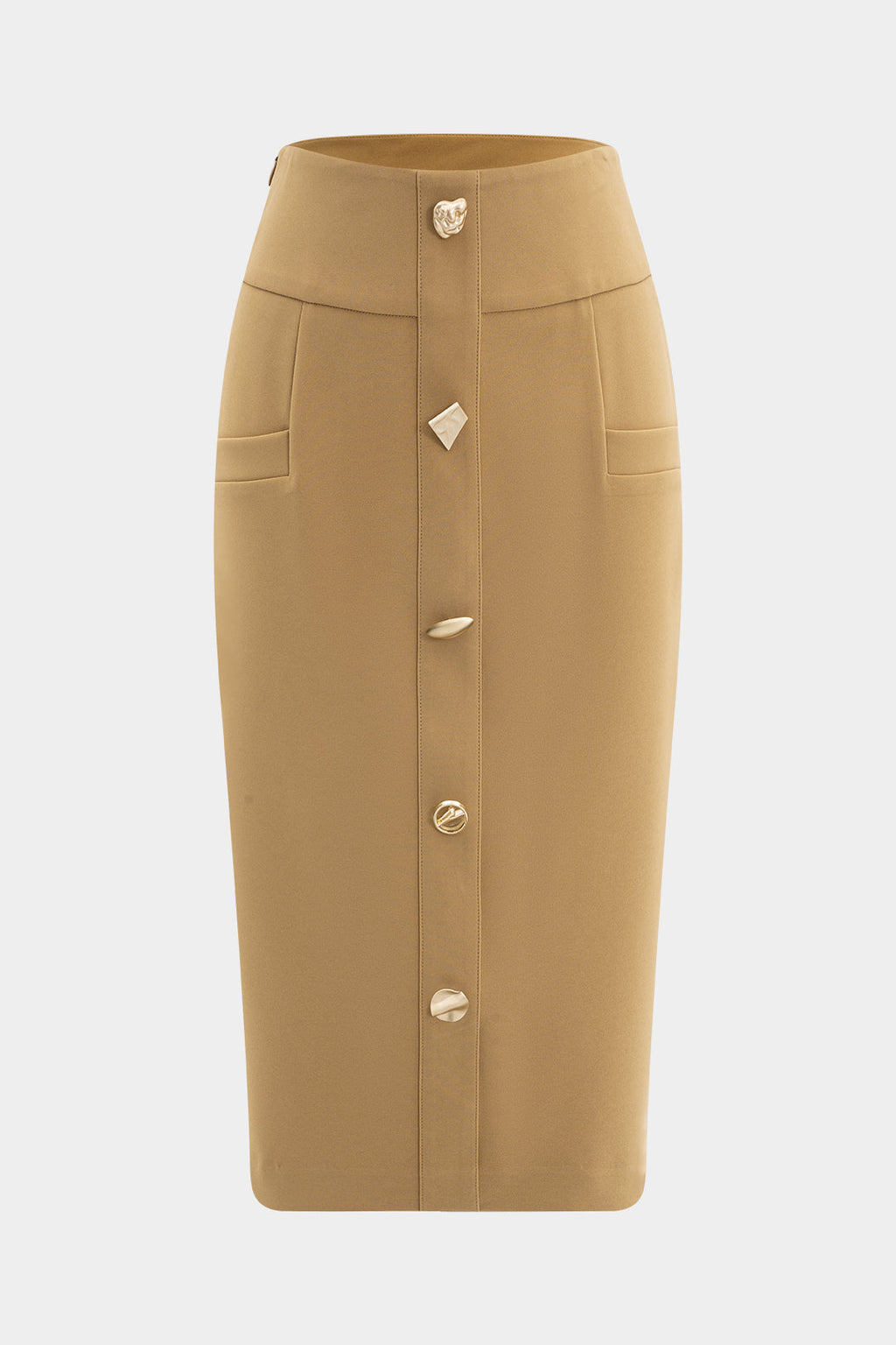 חצאית עם כיסים מכופתרים ממתכת 