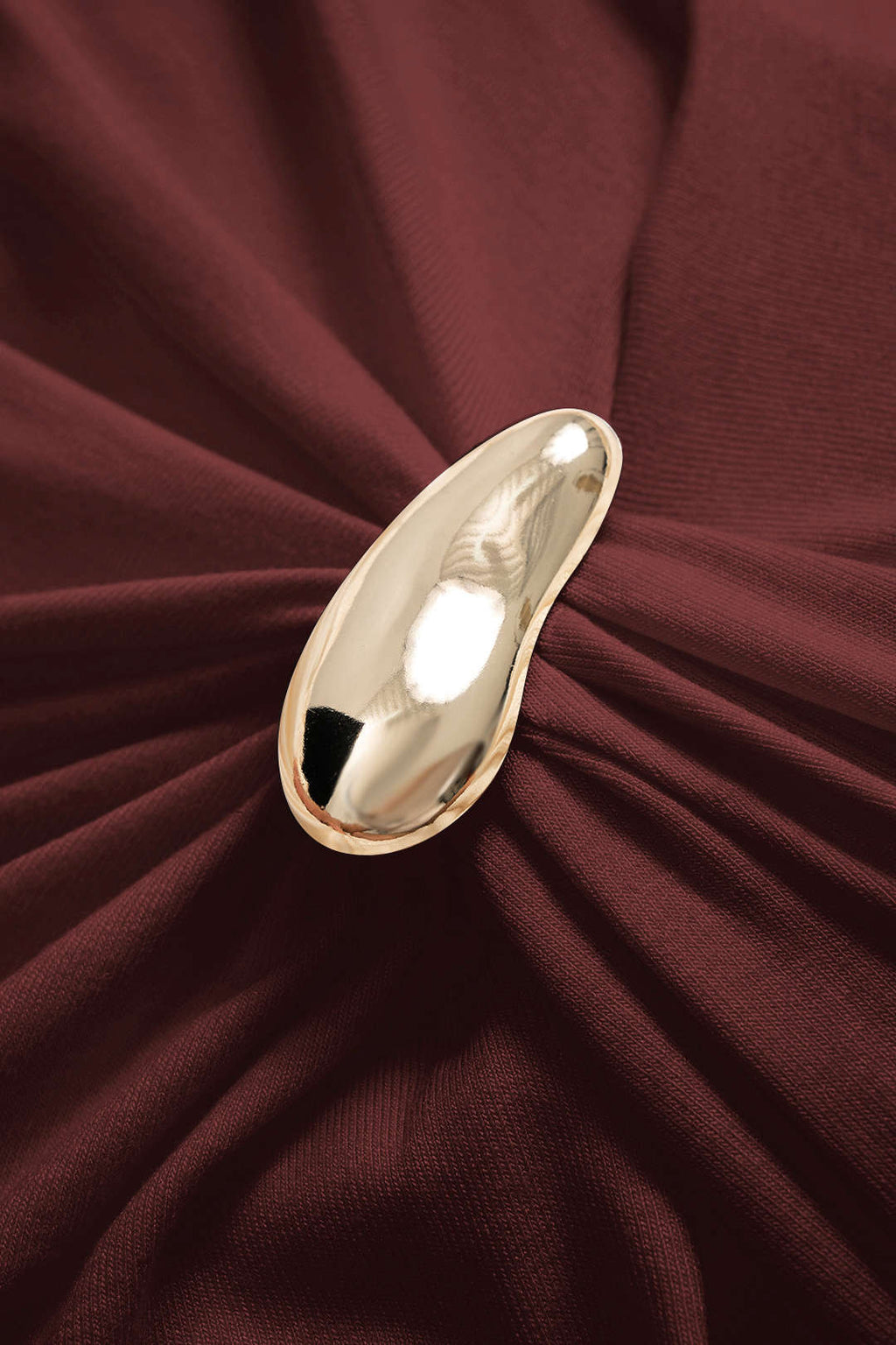 Metallic Ruched One Shoulder Long Sleeve Midi Dress