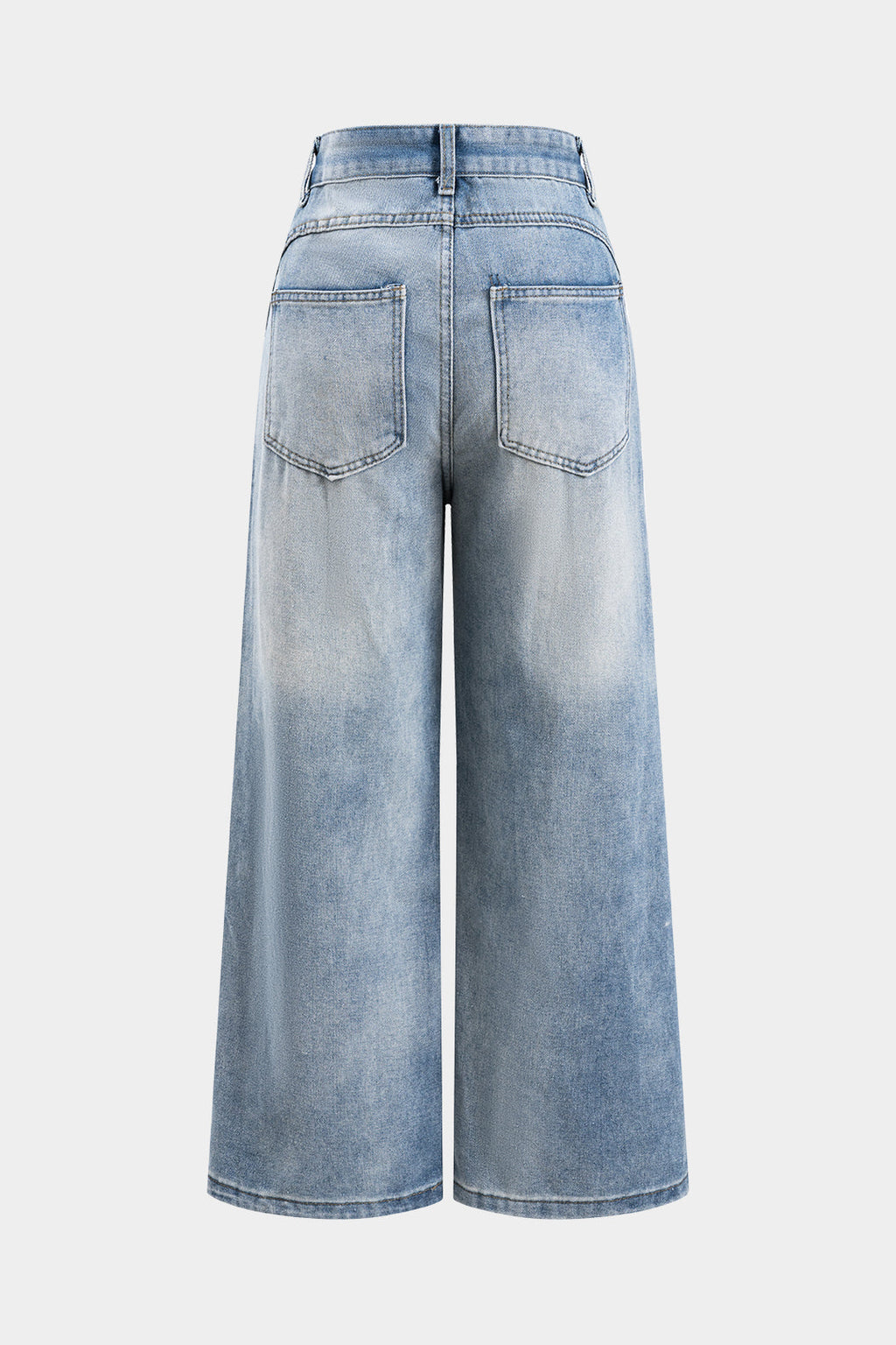 Jeans Rectos Con Detalles Patchwork Denim Para Uso Diario