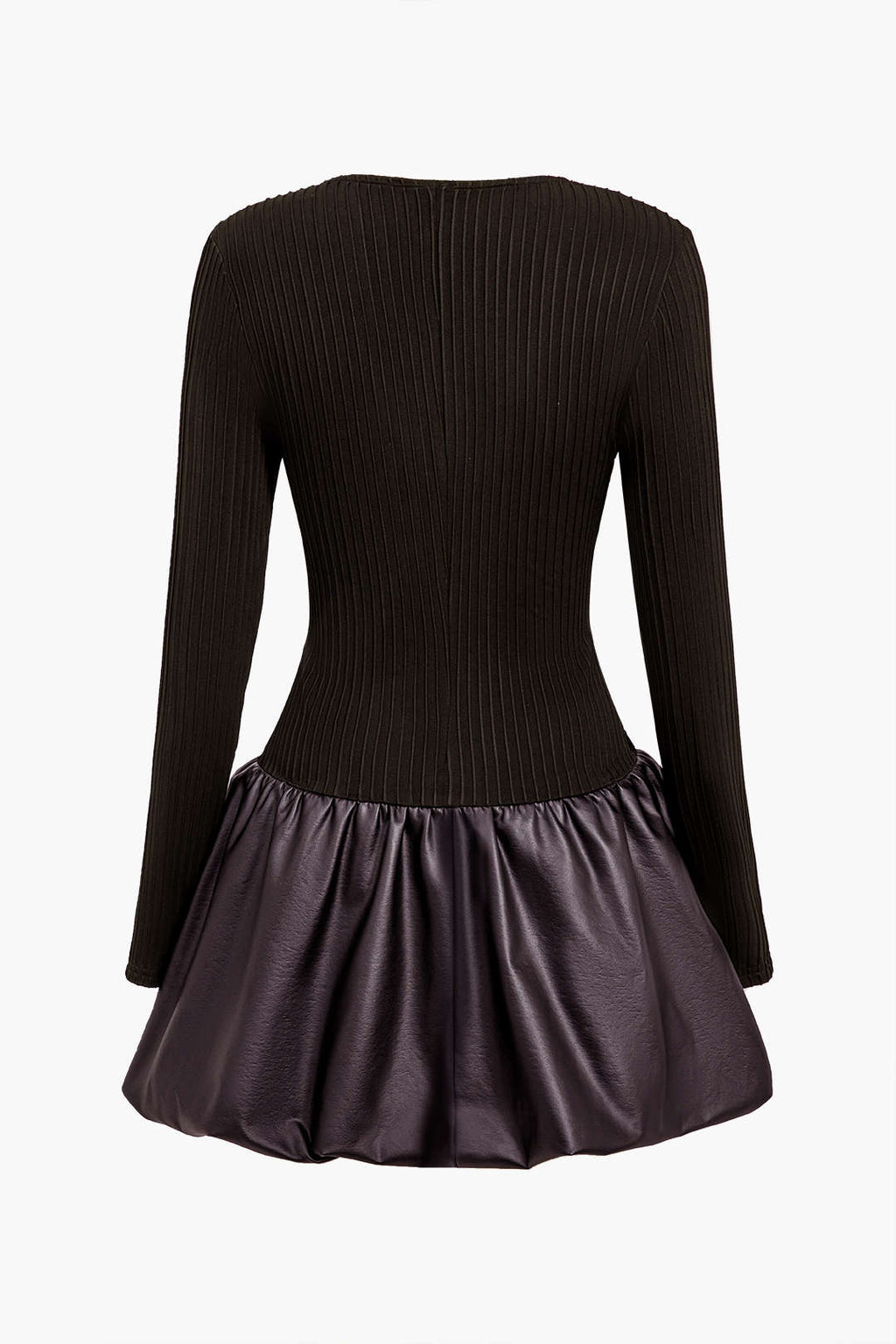 שמלת מיני עם צווארון מרובע וקשירה בצבע PU 