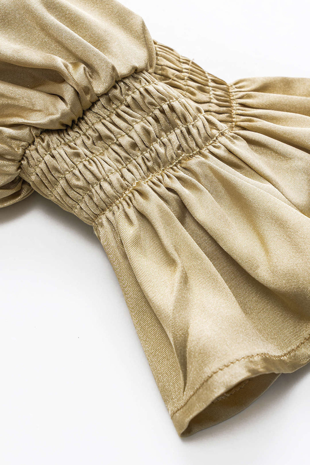 Satin Ruffle Ruched Tie Front Bell Sleeve Shirt