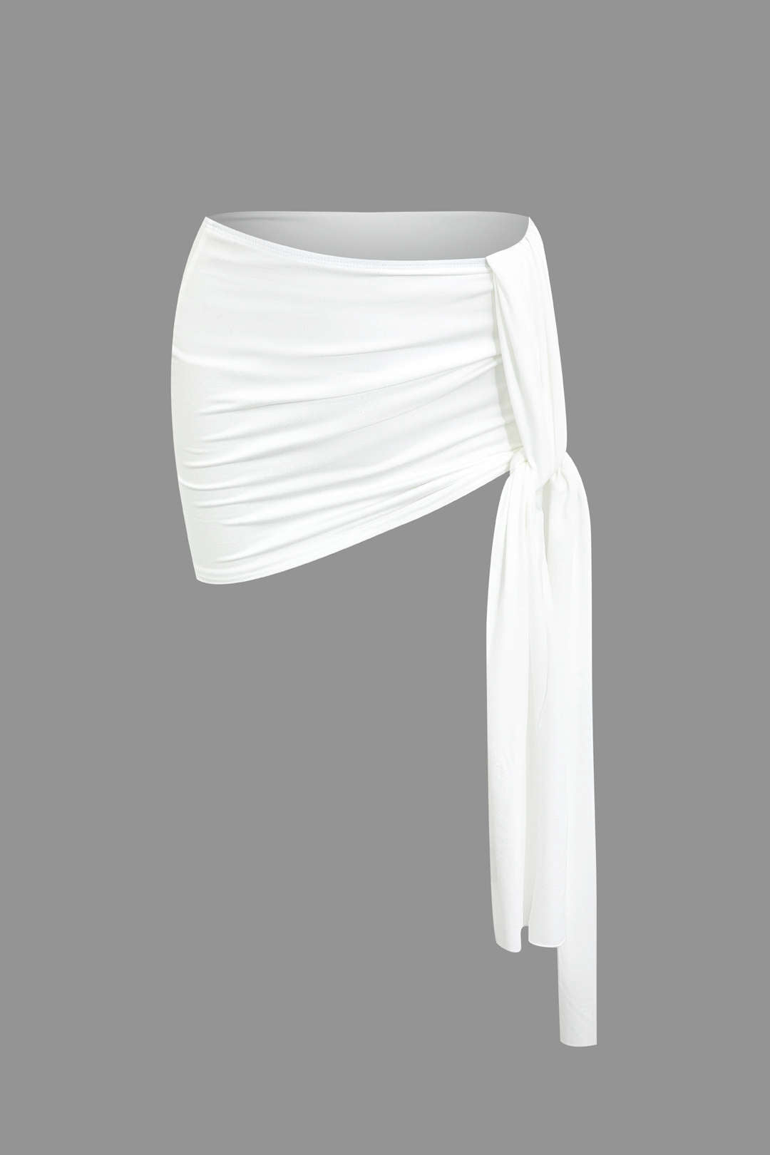 Conjunto Top Corto Asimétrico Y Falda Mini Atada Elegante