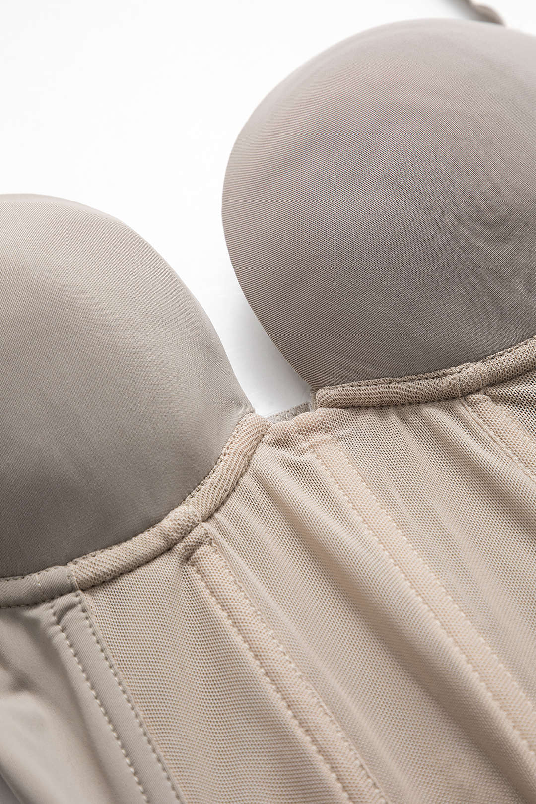 Bodysuit Corsé Bustier De Malla Patchwork Cuello Barco