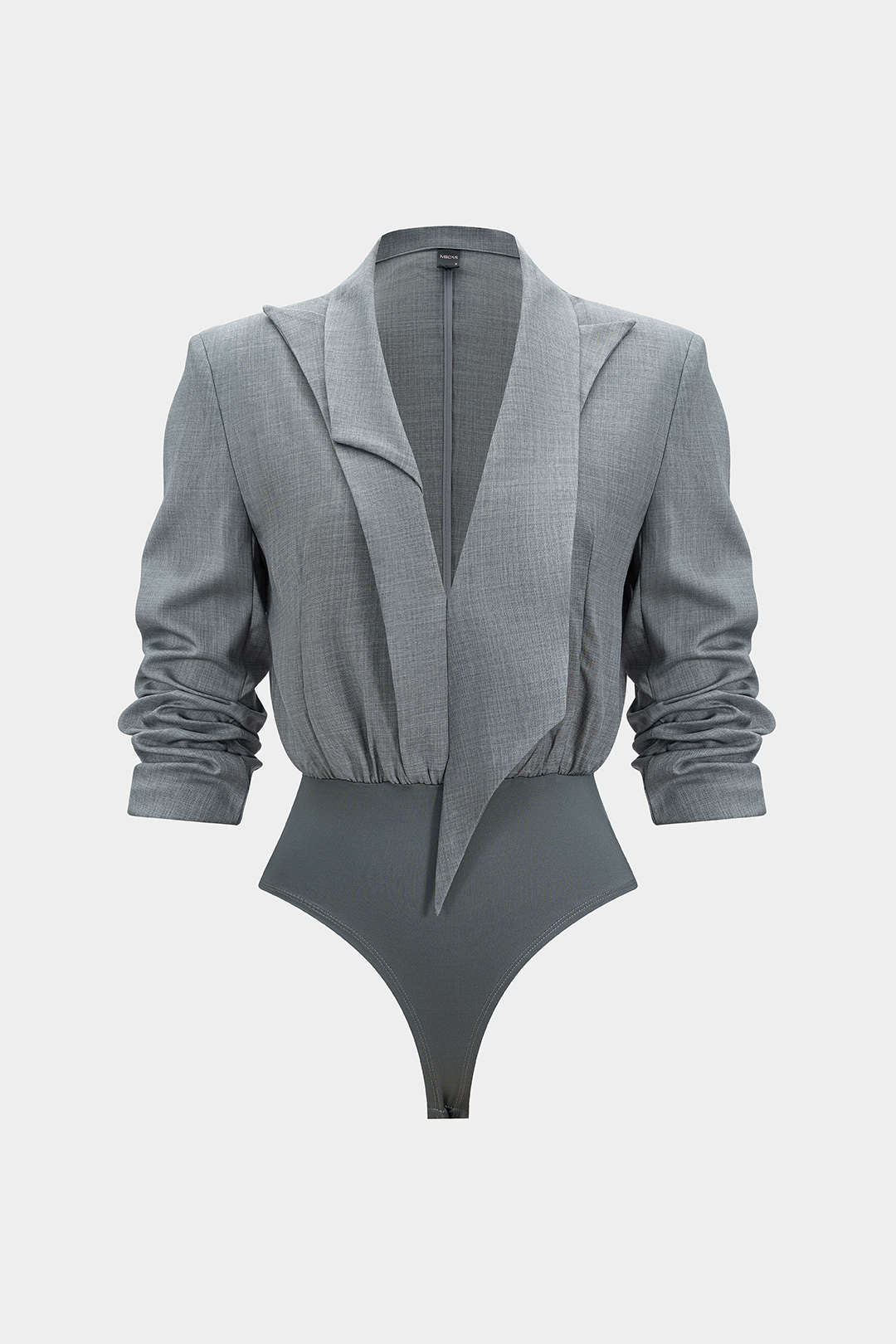 בגד גוף א-סימטרי עם שרוולים ארוכים ודש מחורץ 