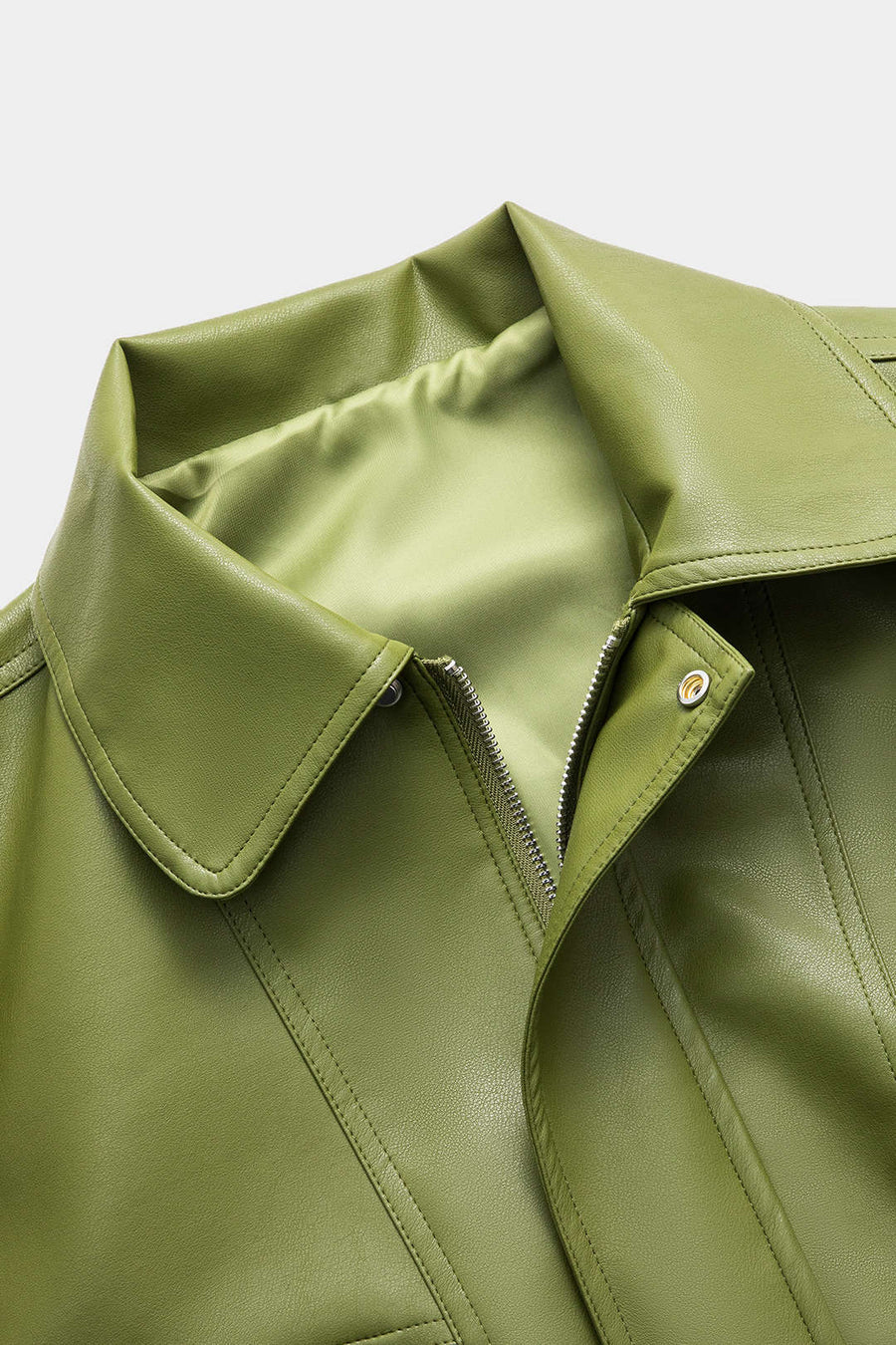 Chaqueta Garlend Verde Oliva Estilo Bomber Cuero Sintético