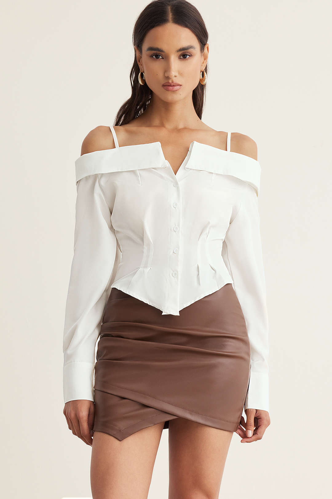 Solid Button Long-Sleeve Shirt