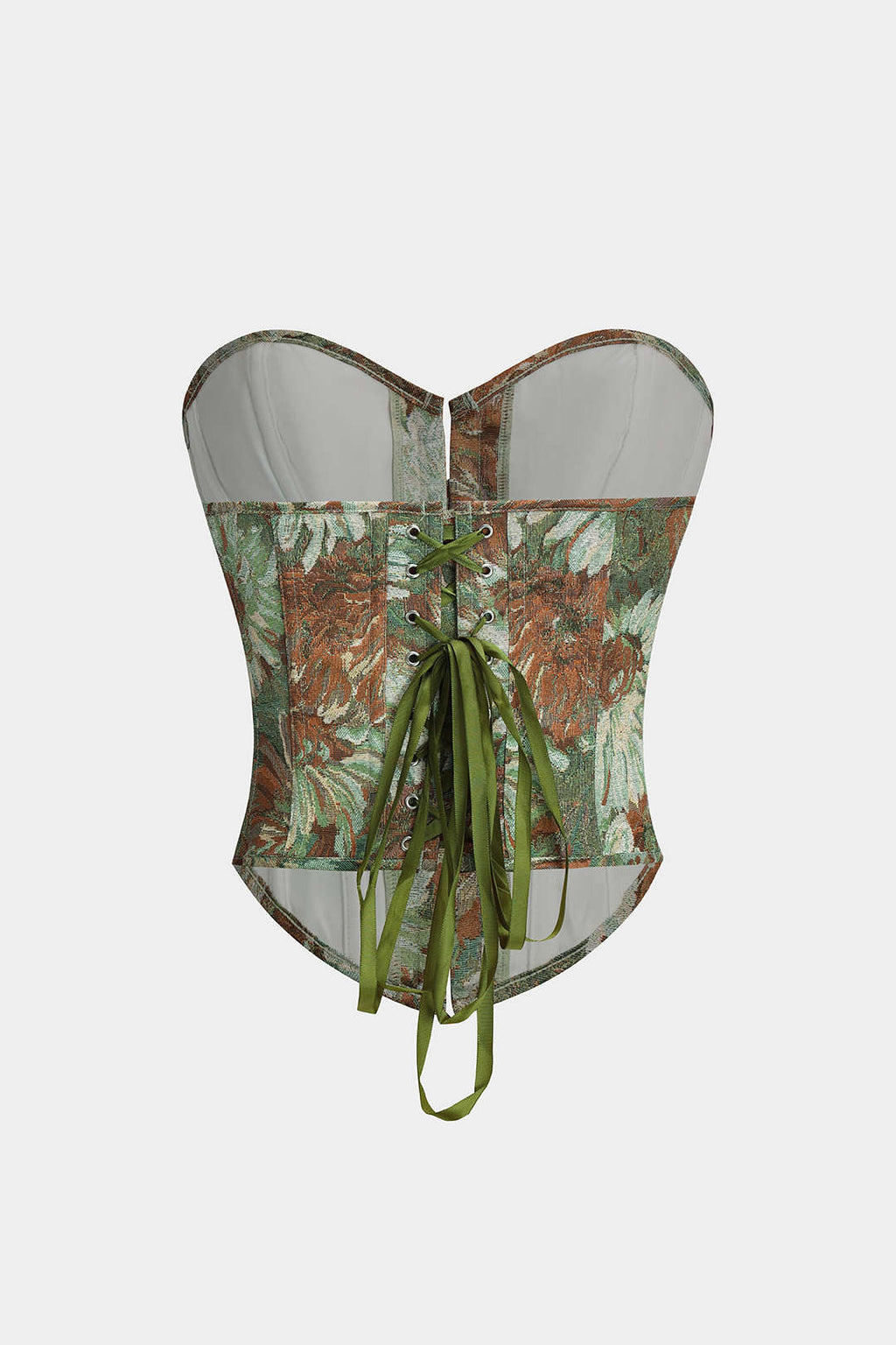 Blusa Tubo Sin Tirantes Con Corsé Estampado Floral Con Lazo