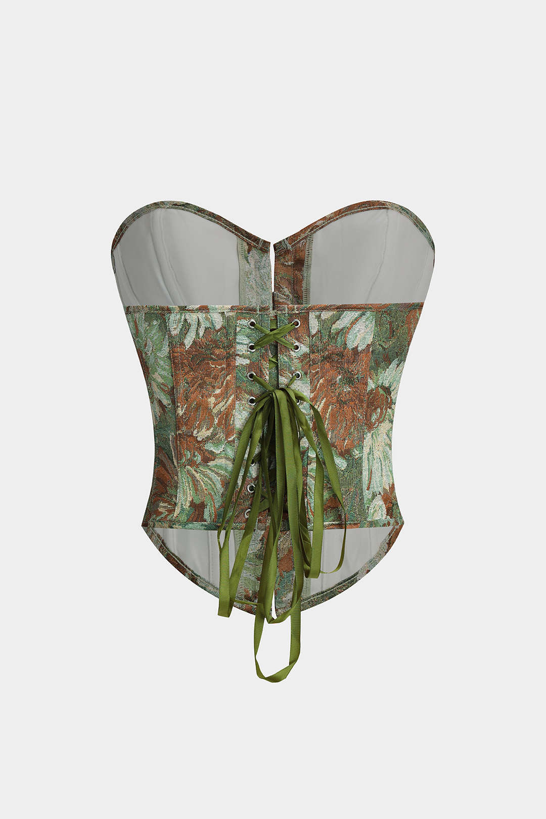Blusa Tubo Sin Tirantes Con Corsé Estampado Floral Con Lazo
