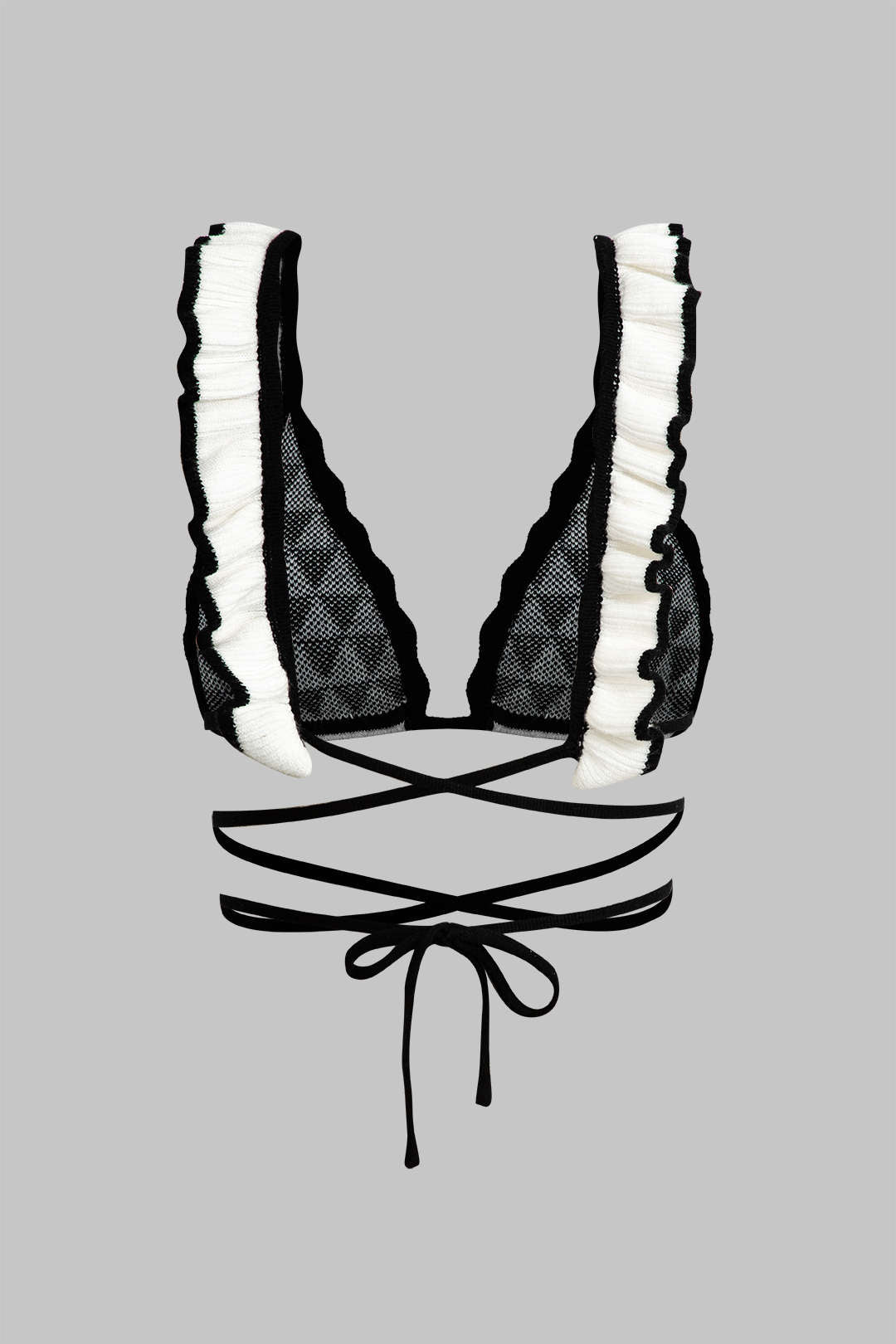 Conjunto Corsé Bandeau Rayado con Falda Midi de Volantes