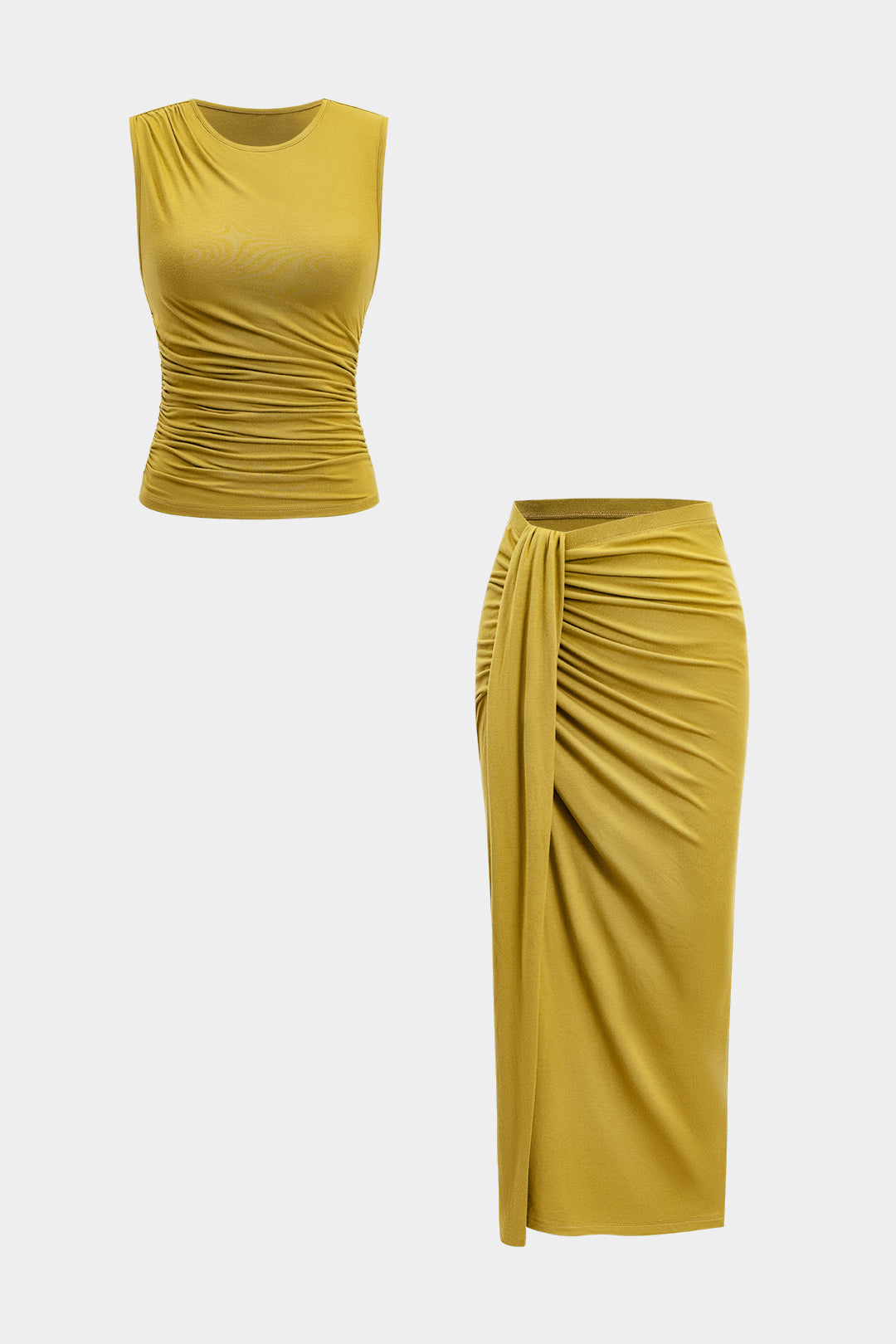 Conjunto Top Sin Mangas Y Falda Nudo De Punto Suave