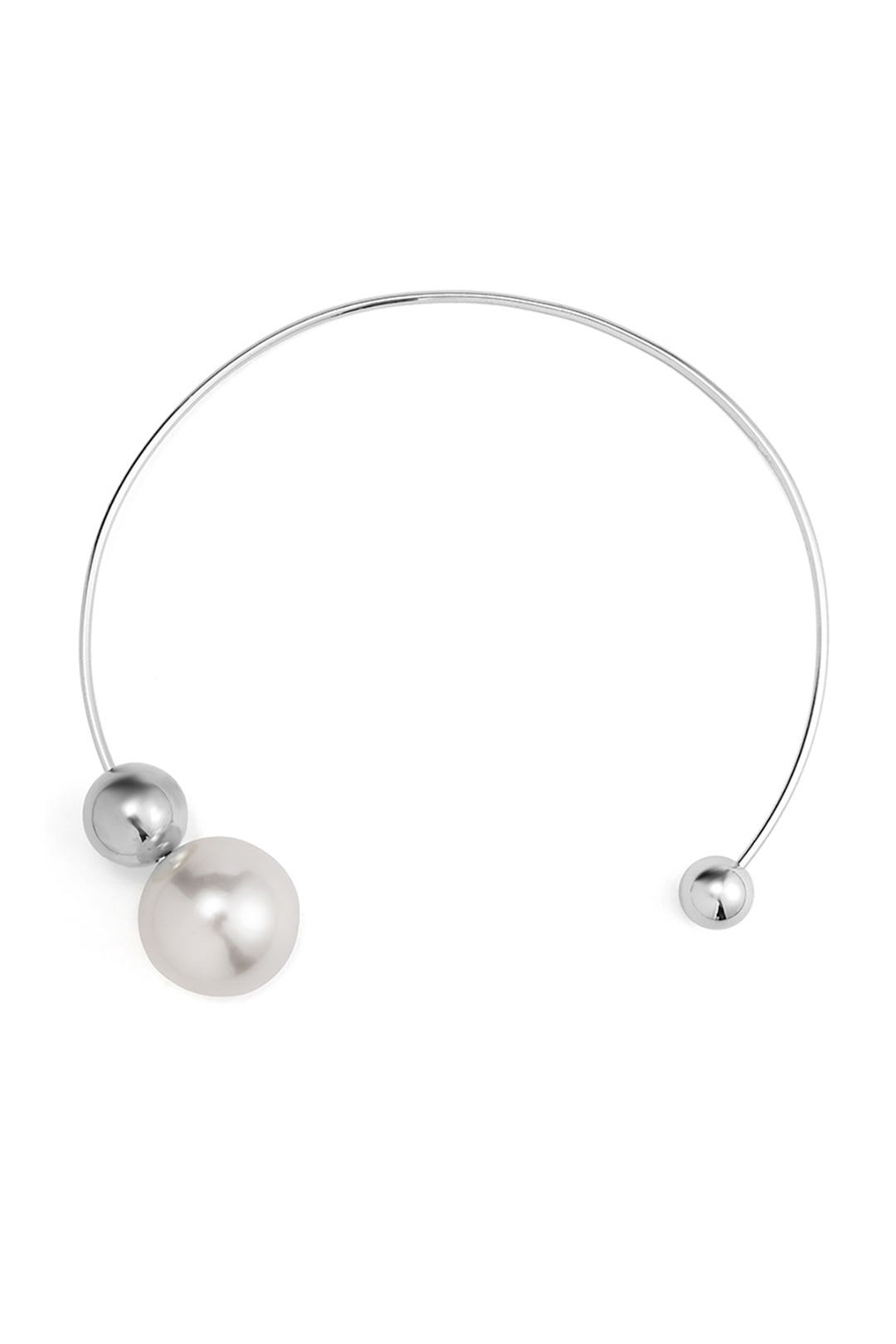 Collar De Perlas Metálicas Minimalista Brillante Y Elegante