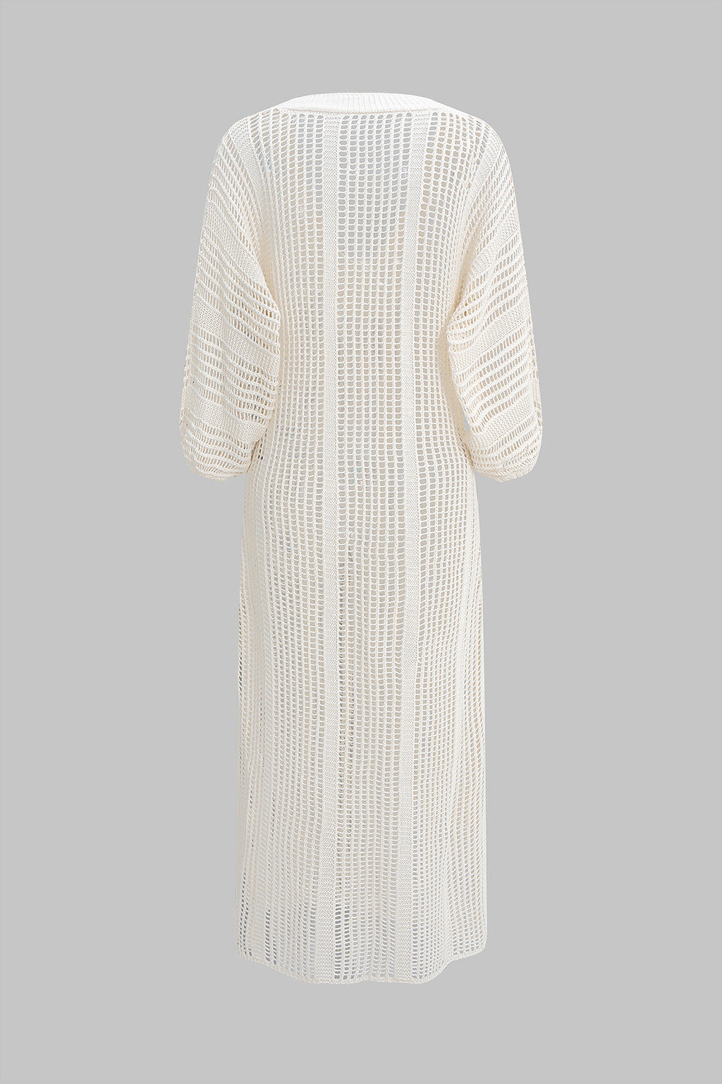 Backless V-Neck Hollow Out Long Sleeve Maxi Dress