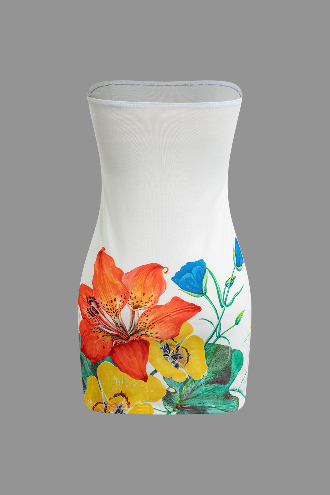 Vestido Mini Sin Tirantes Floral Con Flujo Elegante