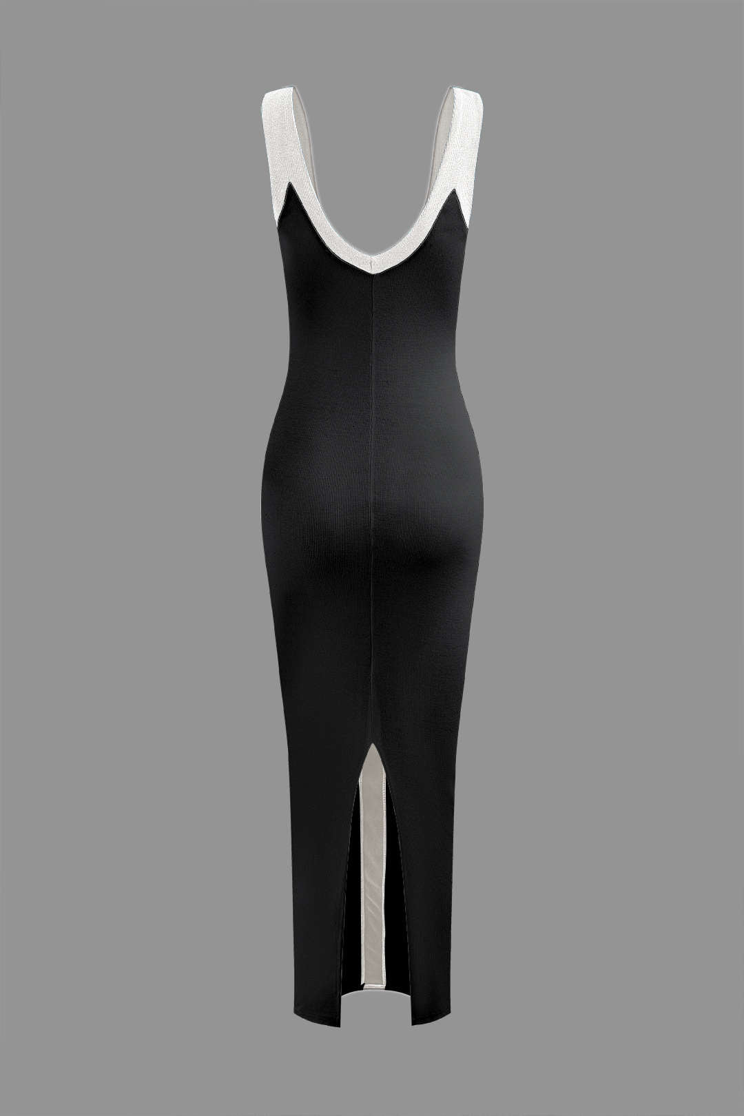 Vestido Maxi Color Block Con Escote En V Y Ribbed Elegante