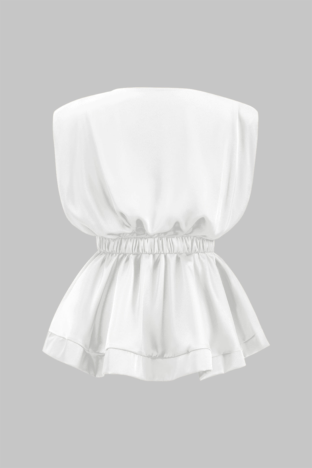 Blusa de Satén Metálico con Espagueti Drapeado y Botones