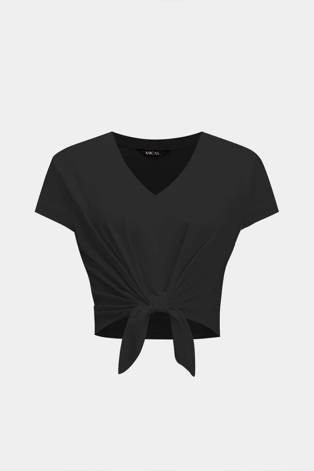Camiseta Manga Corta Con Lazo Silueta Minimalista Elegante
