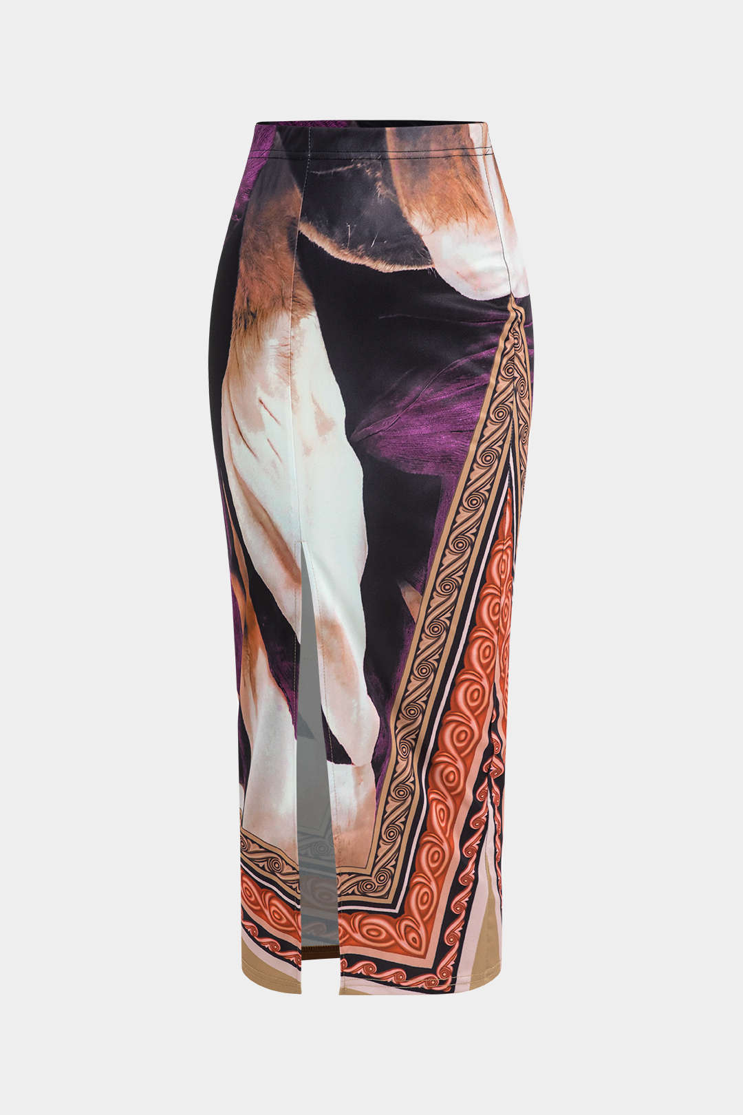 Blusa Manga Larga Estampado Floral Abstracto Falda Midi