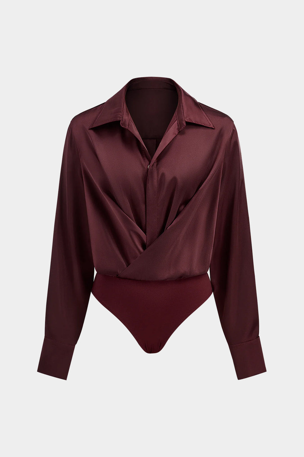 Satin Button Long Sleeve Bodysuit