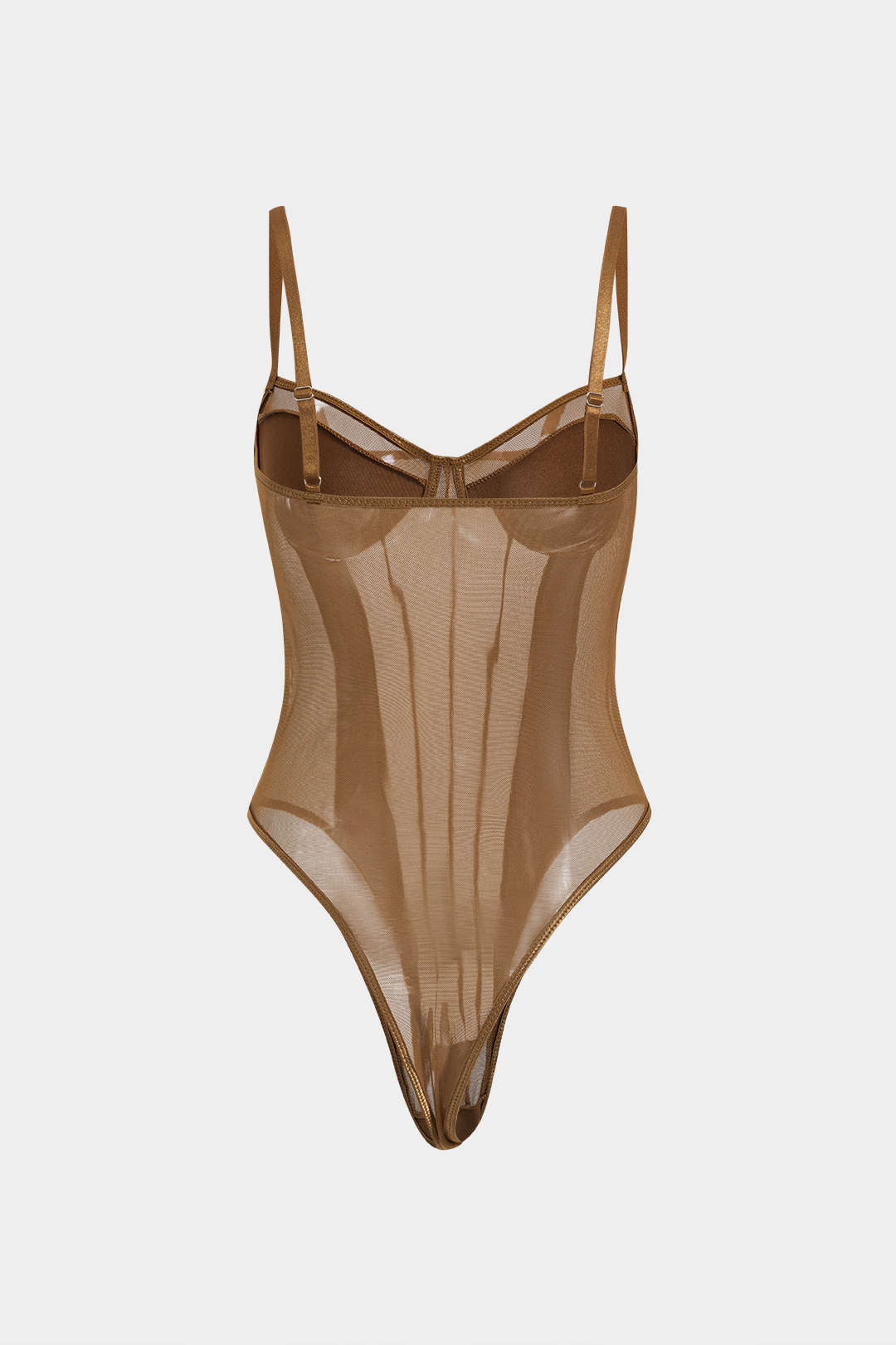 Corsé Bodysuit de Malla Sin Espalda con Escote Barco