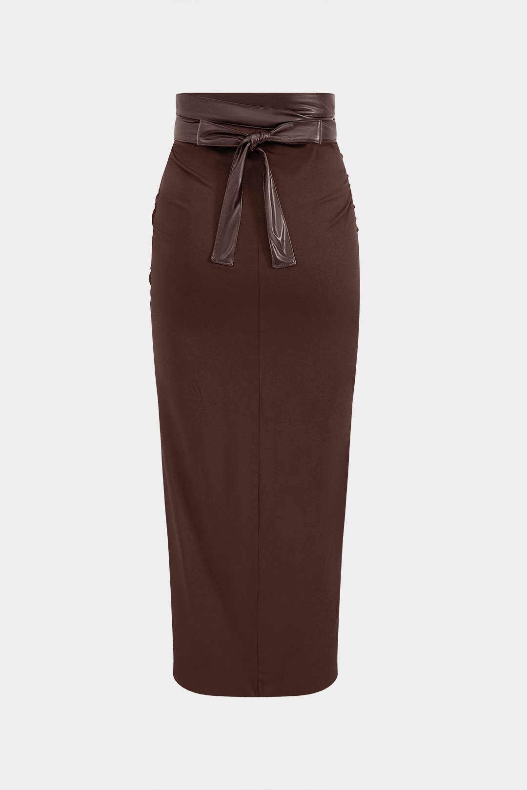 חצאית דמוית עור עם טלאים 