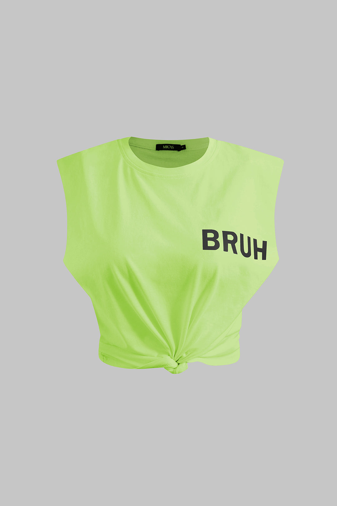 Camiseta Sin Mangas Impresa Bruh Mujer Estilo Diario