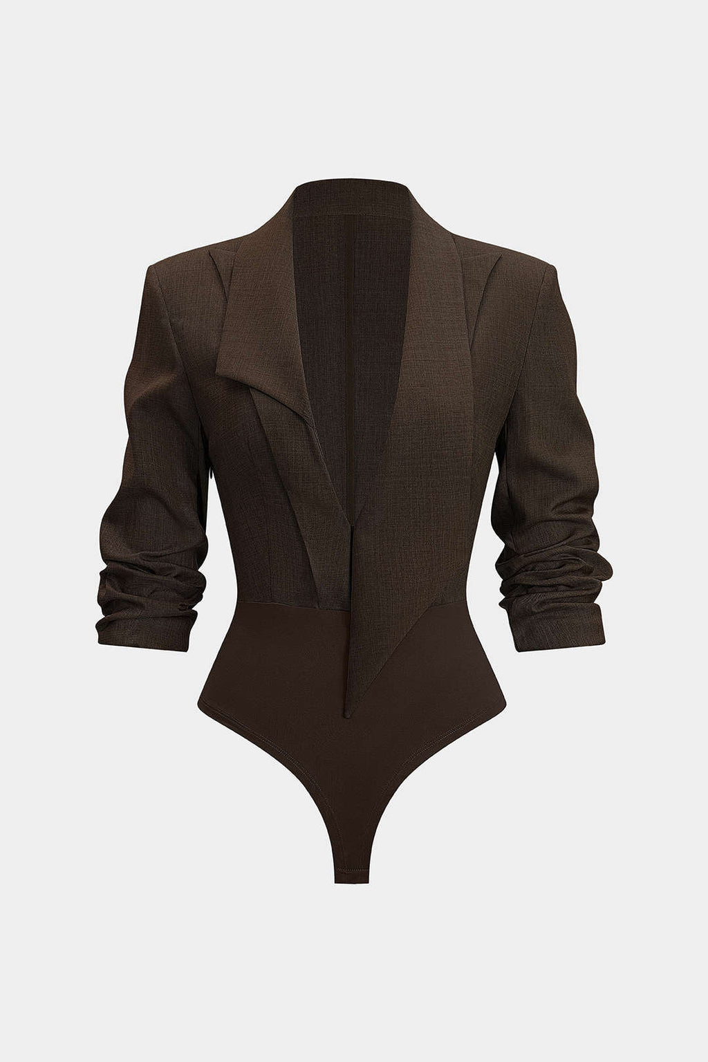 בגד גוף א-סימטרי עם שרוולים ארוכים ודש מחורץ 