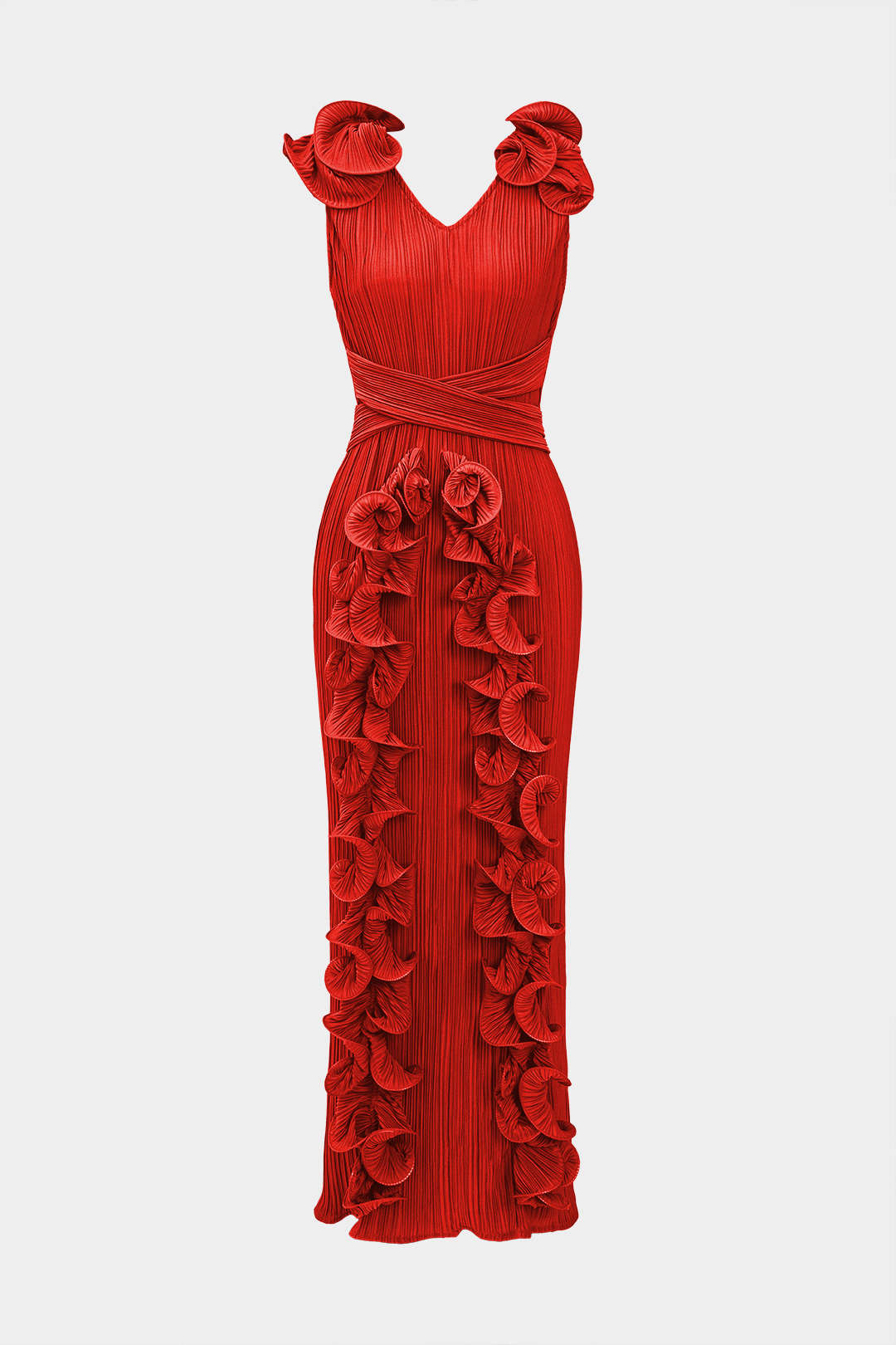 Vestido Midi Con Cuello En V Y Textura Floral 3D Sutil
