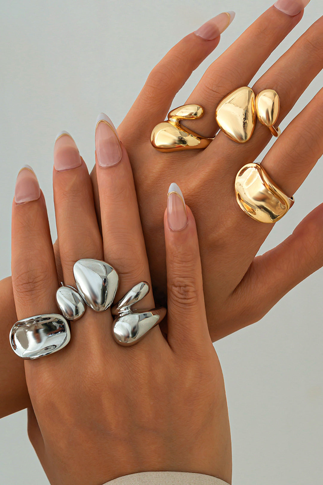 Anillos Irregulares Metálicos Texturas Minimalistas