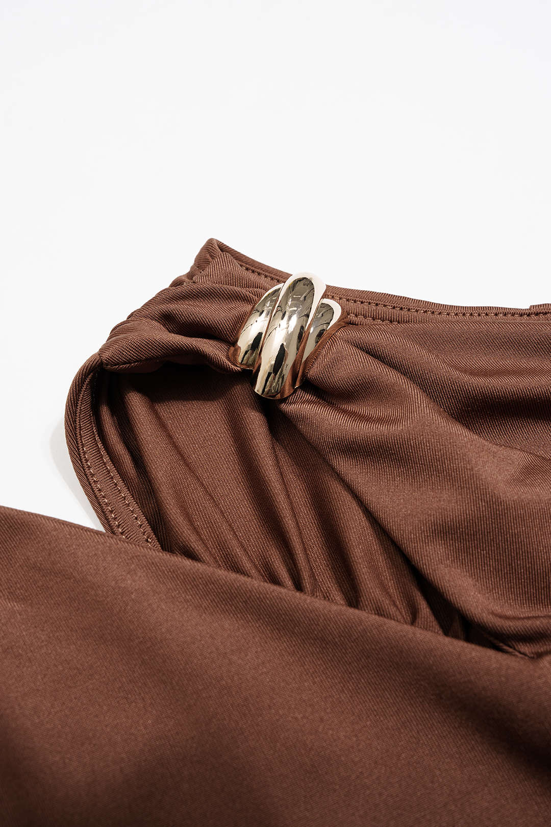 Asymmetrical Neck Ruched Long Sleeve Mini Dress