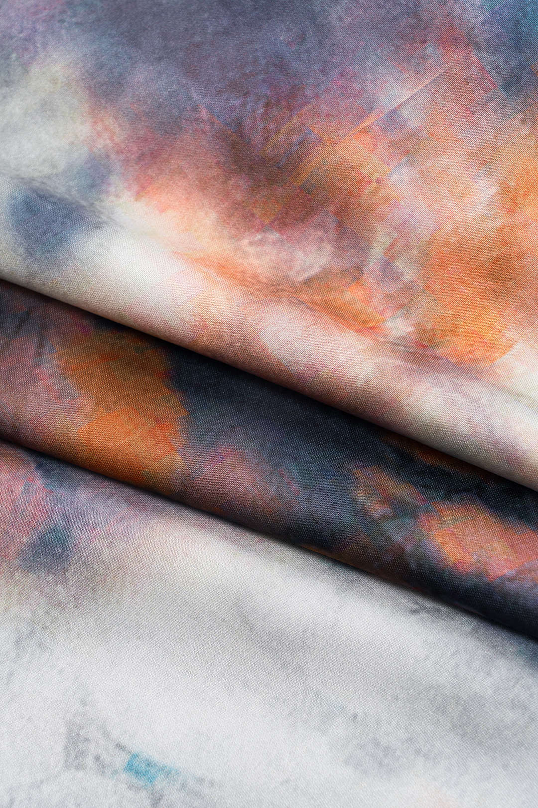 Abstract Tie Dye Print Satin Skirt