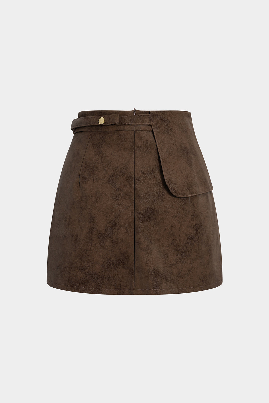 חצאית אסימטרית עם חגורה ורוכסן דמוית עור 