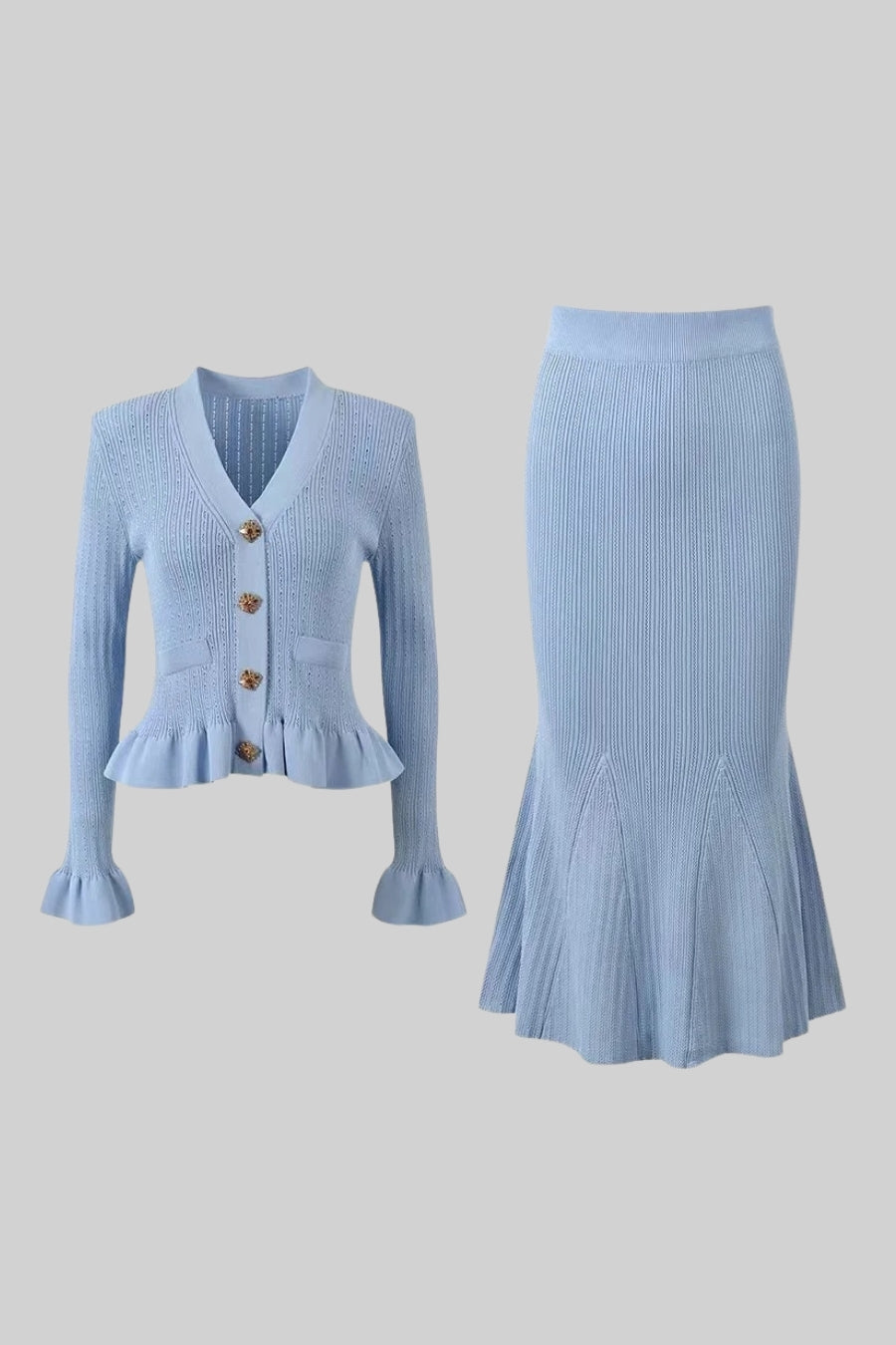 Conjunto Coordinado Chaqueta Volantes Y Falda Punto Alinea