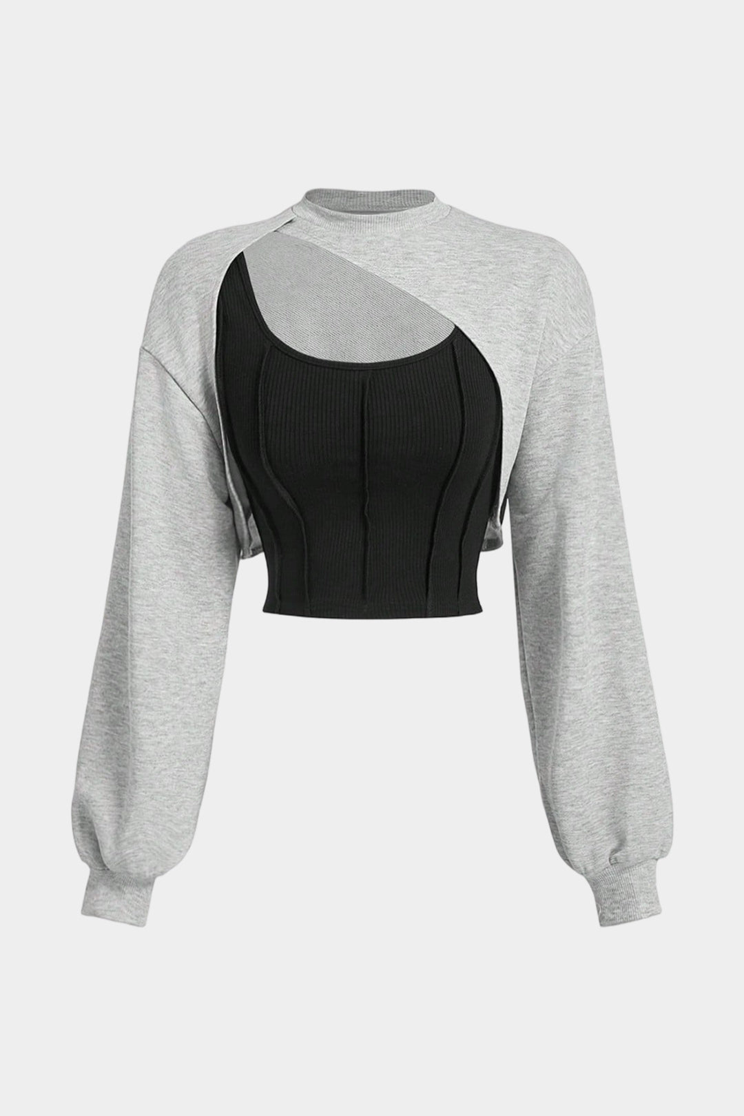 Contrast Asymmetrical Long Sleeve Sweatshirt