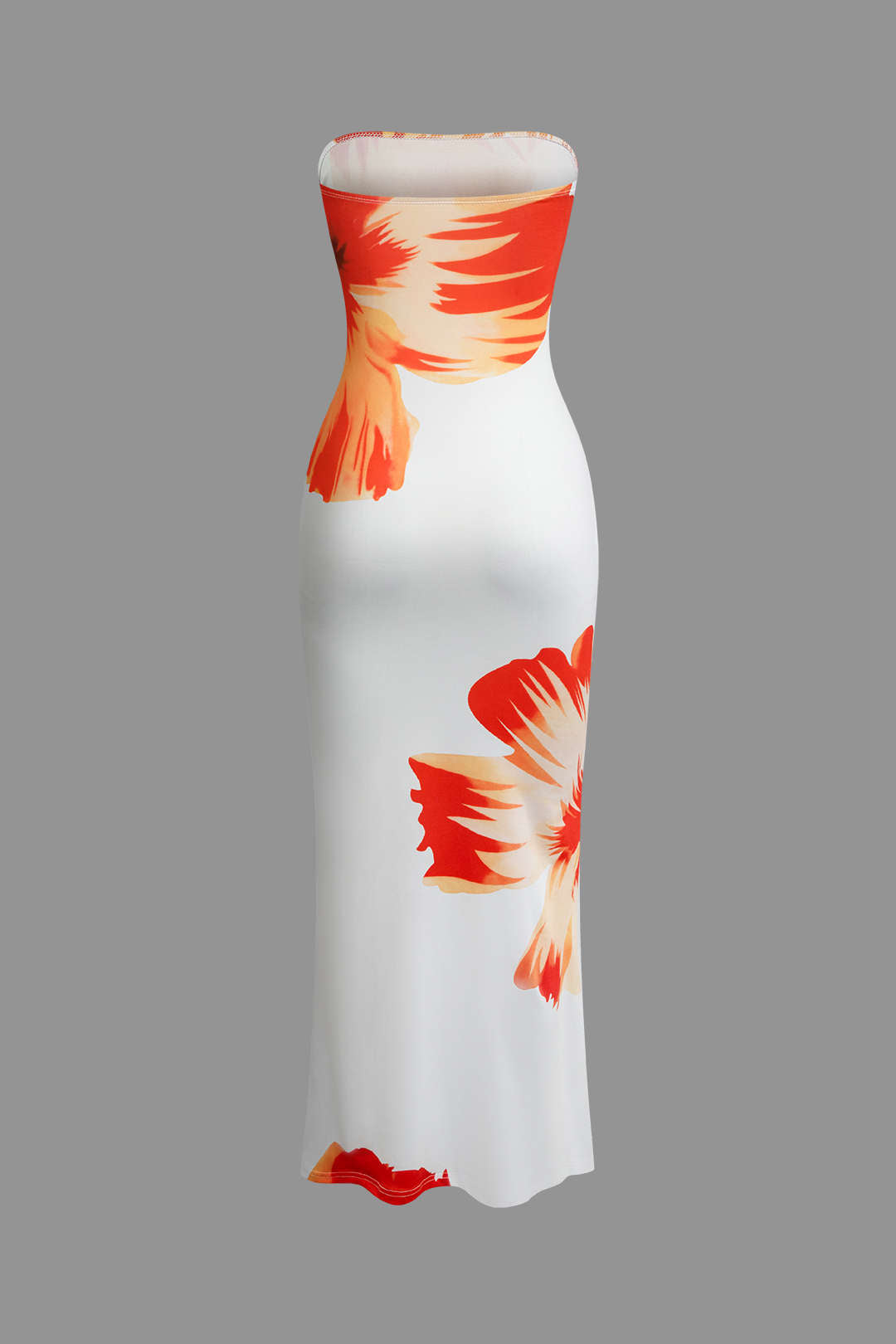 Vestido Midi Estampado Floral Sin Tirantes Verano Elegante
