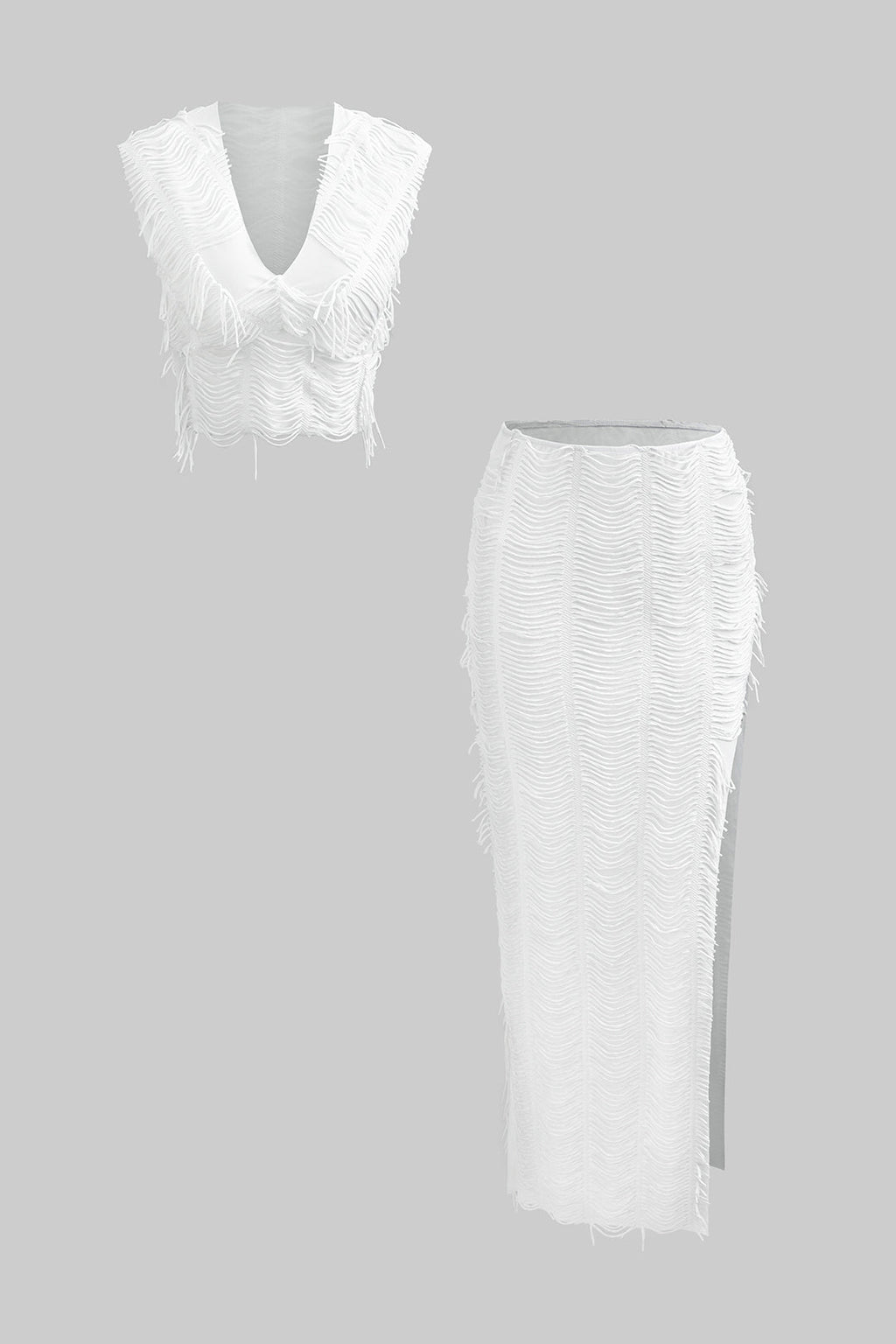 Conjunto Dos Piezas Top Escote En V Falda Con Abertura