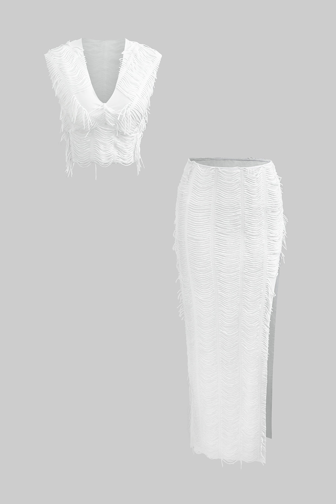 Conjunto Dos Piezas Top Escote En V Falda Con Abertura