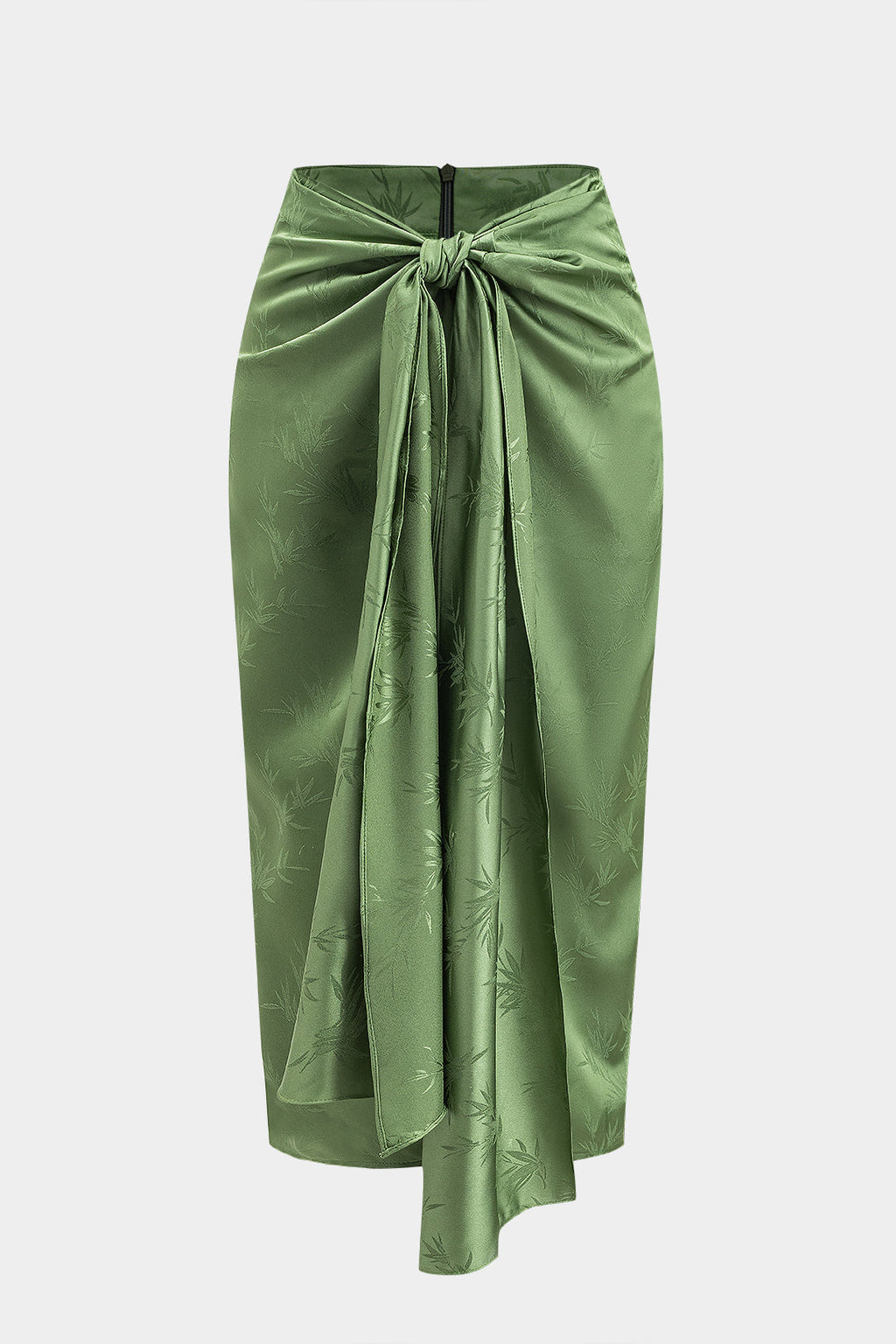 חצאית ז'קארד עם קפלים וקשירה מלפנים 