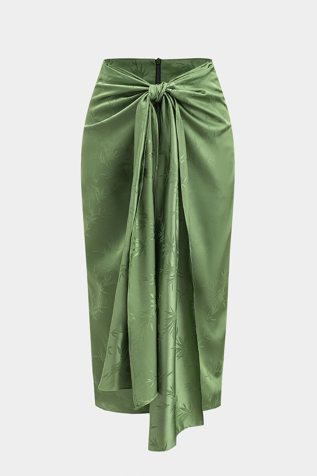 חצאית ז'קארד עם קפלים וקשירה מלפנים 