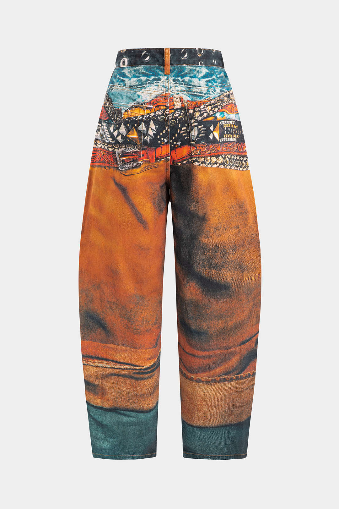 Vaqueros De Denim Retro Con Estampado Y Silueta Acampanada