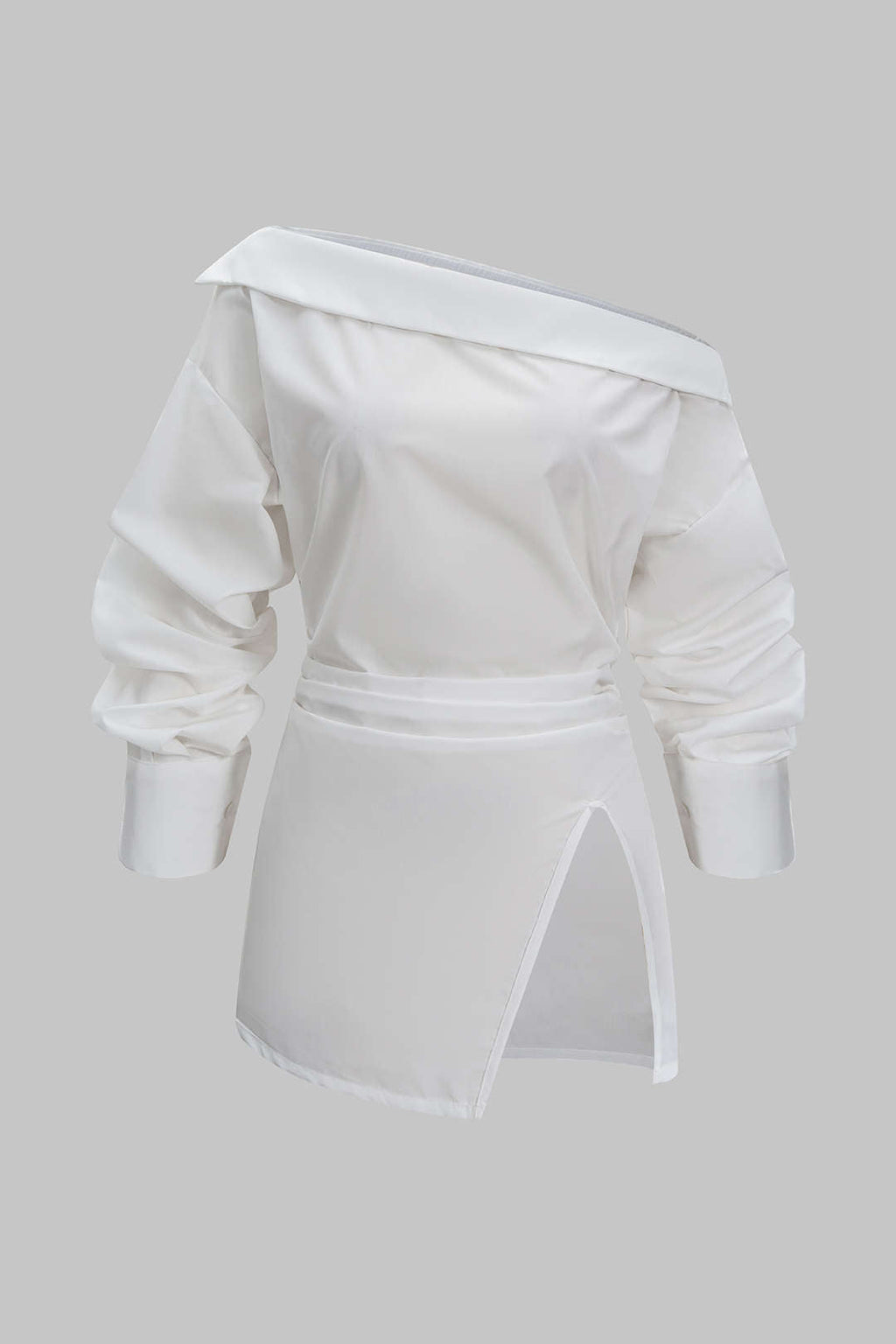 Off Shoulder Ruched Long-Sleeve Shirt