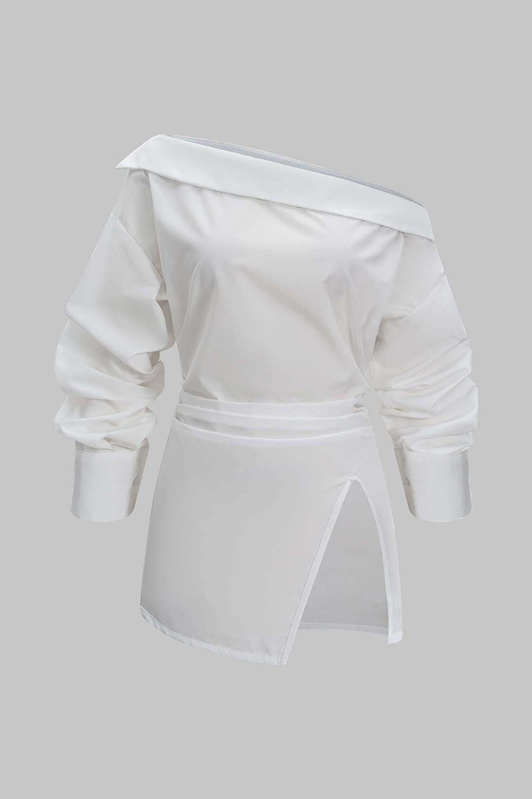 Off Shoulder Ruched Long-Sleeve Shirt