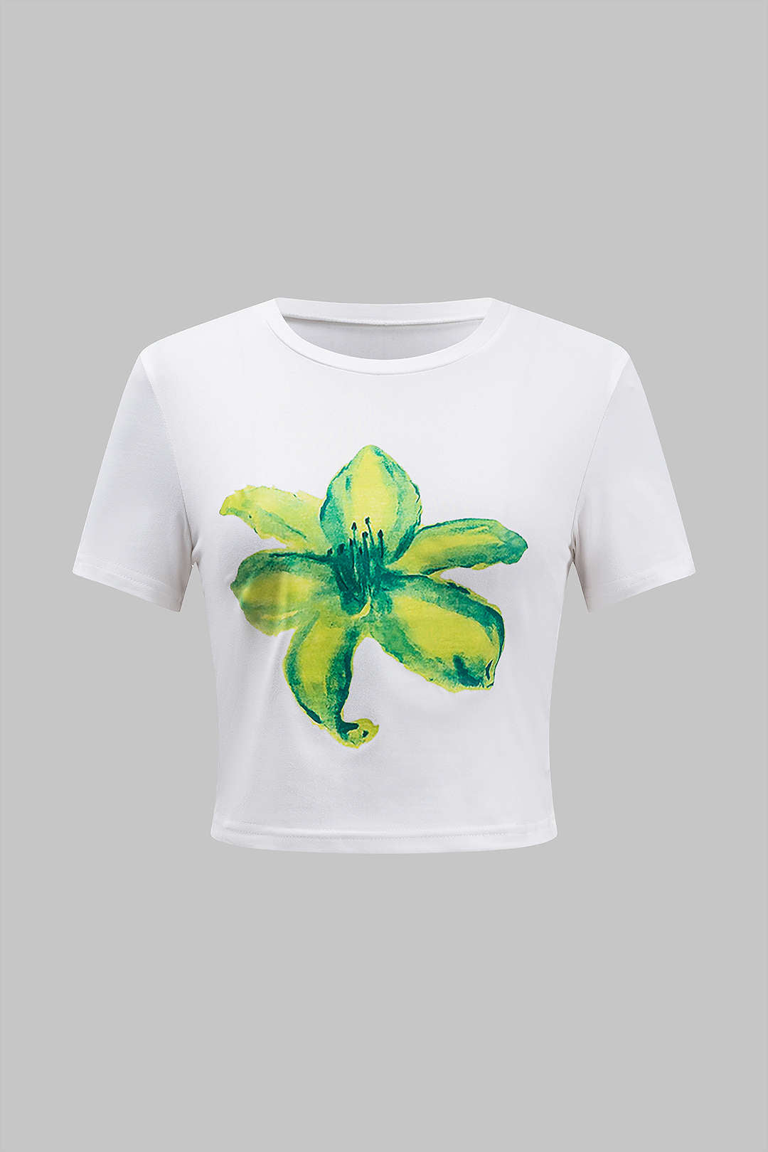 Camiseta De Manga Corta Mujer Estampado Floral Diario