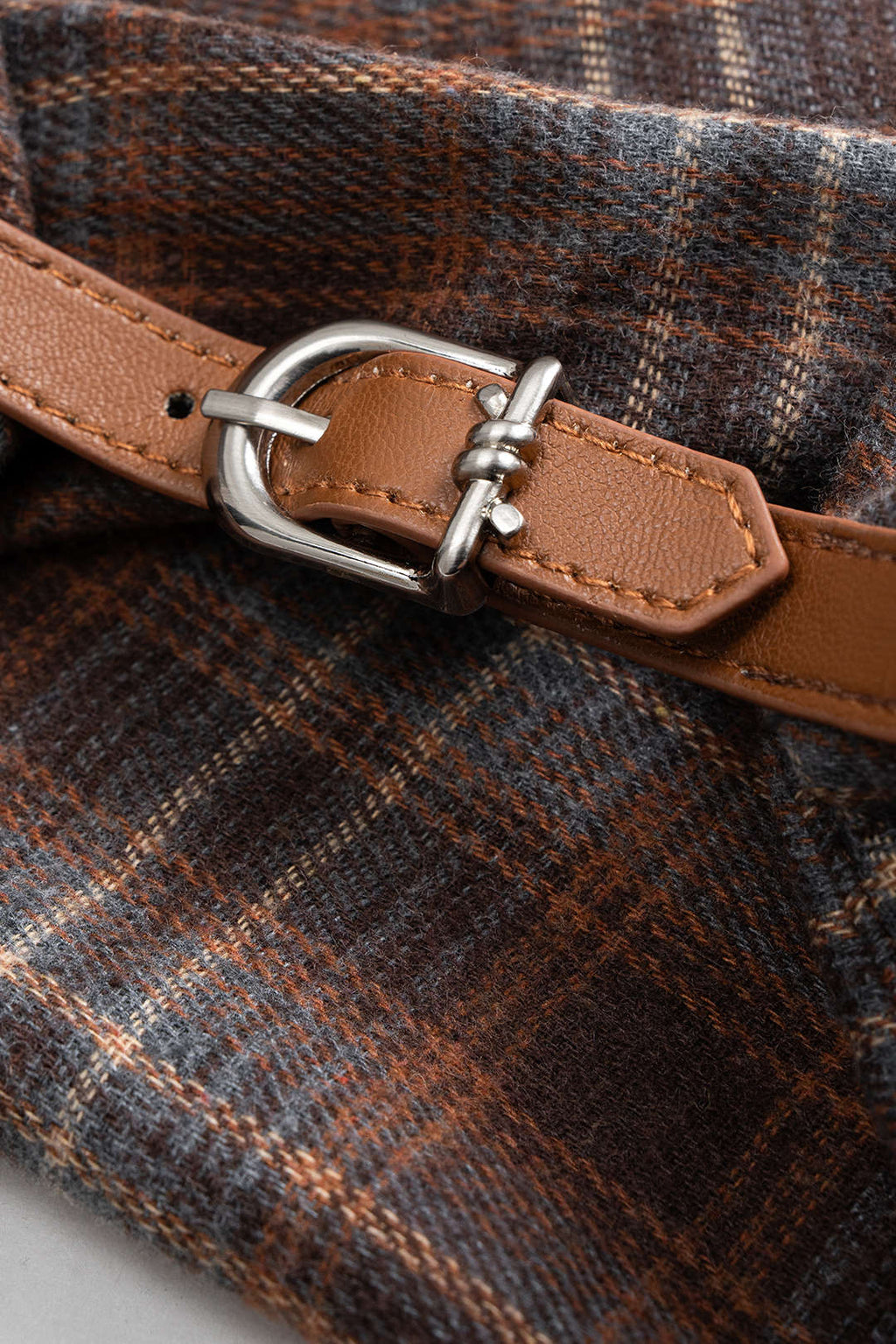 Plaid Print V-Neck Long Sleeve Bodysuit