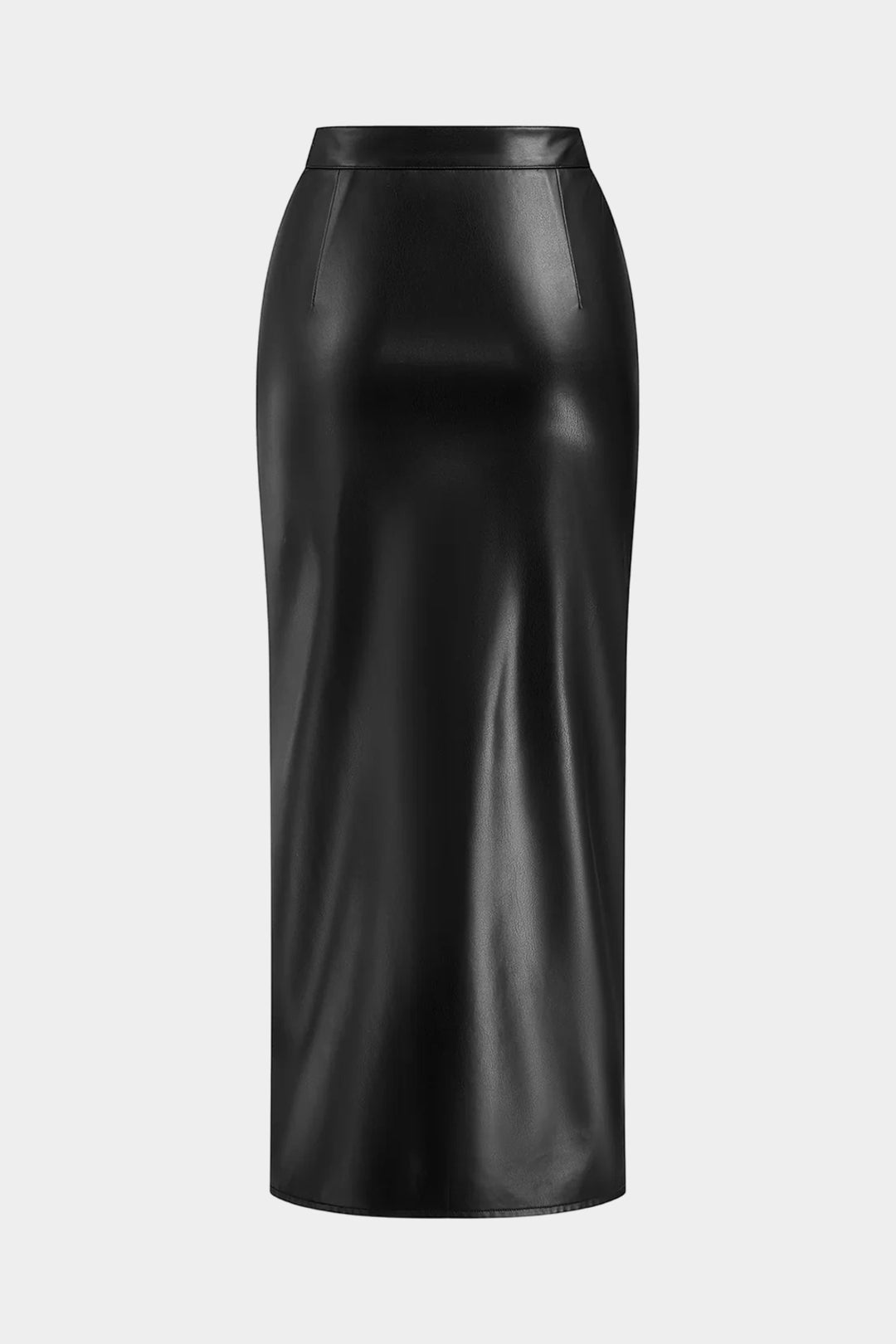 חצאית אסימטרית עם קפלים דמוי עור 