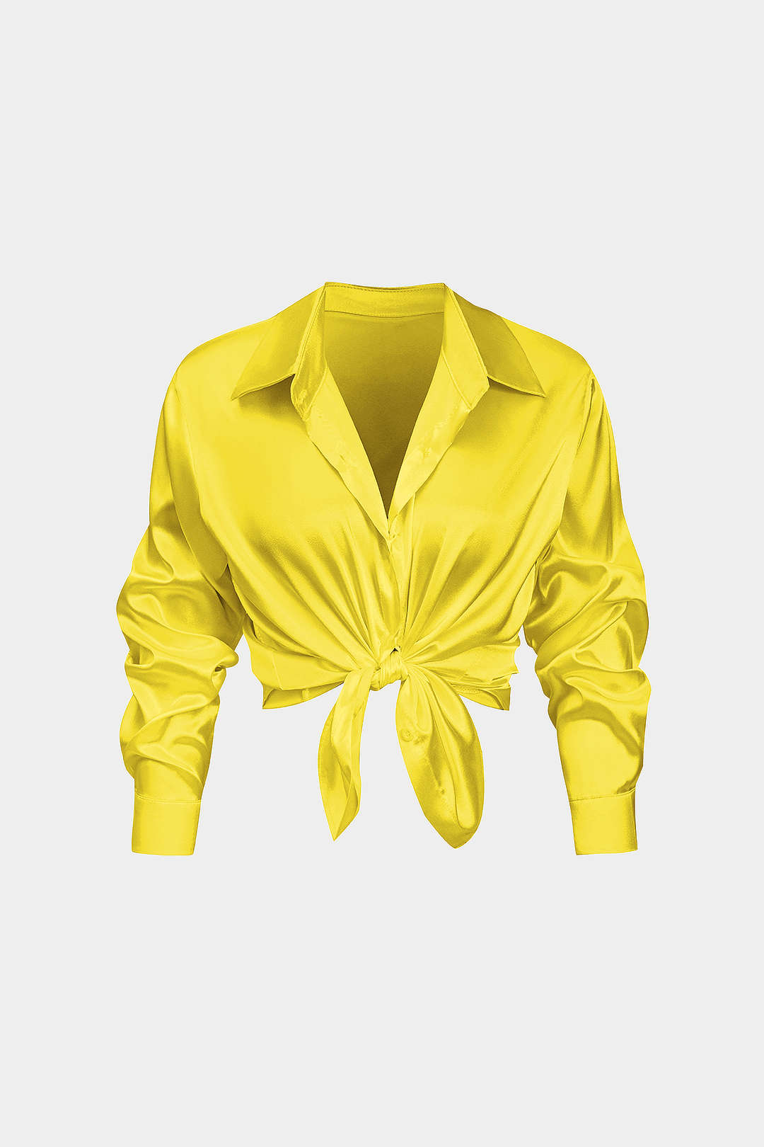 Camisa Satinada De Manga Larga Con Silueta Elegante