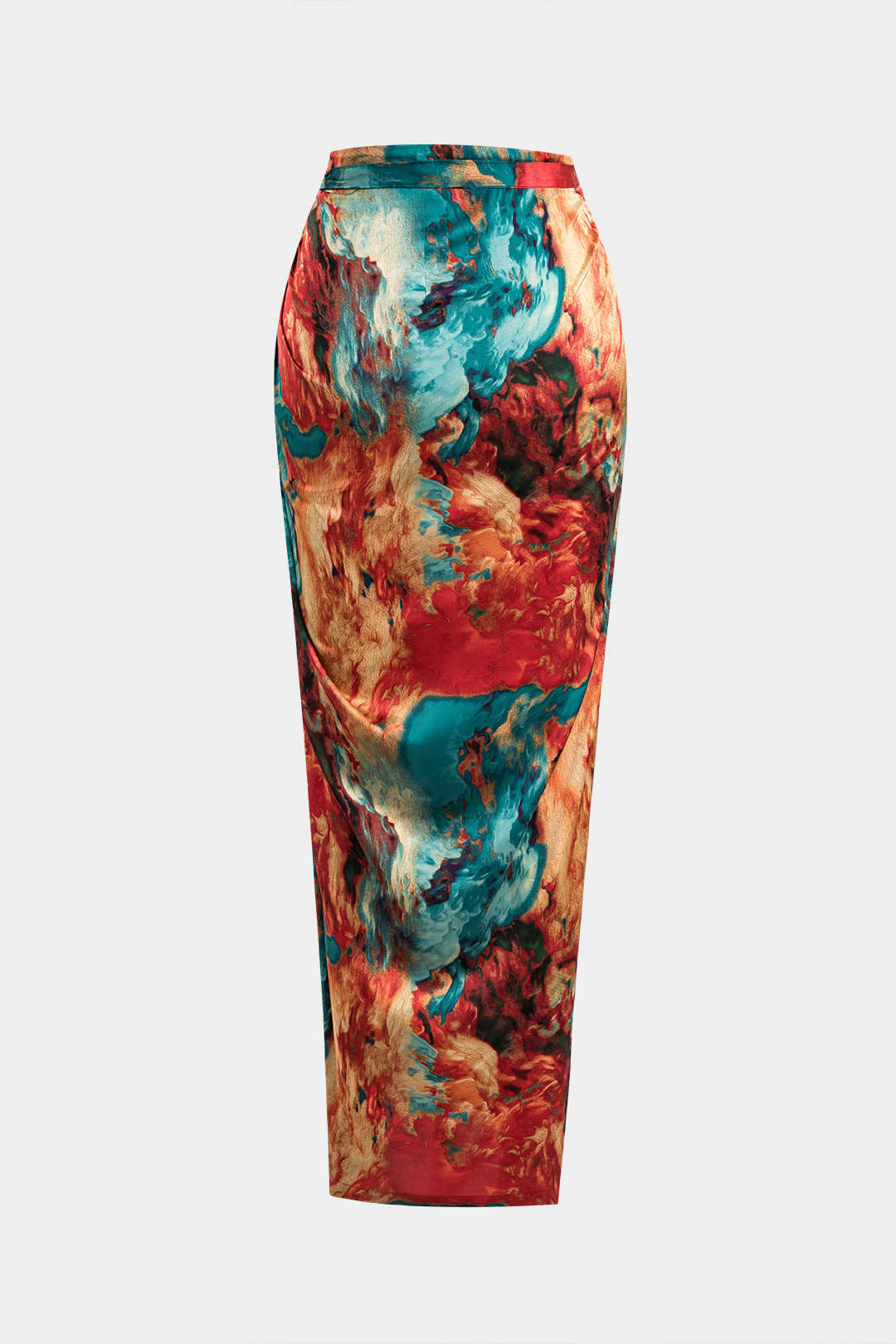 Falda Satén Estampado Floral Con Cordón Y Cintura Ajustable