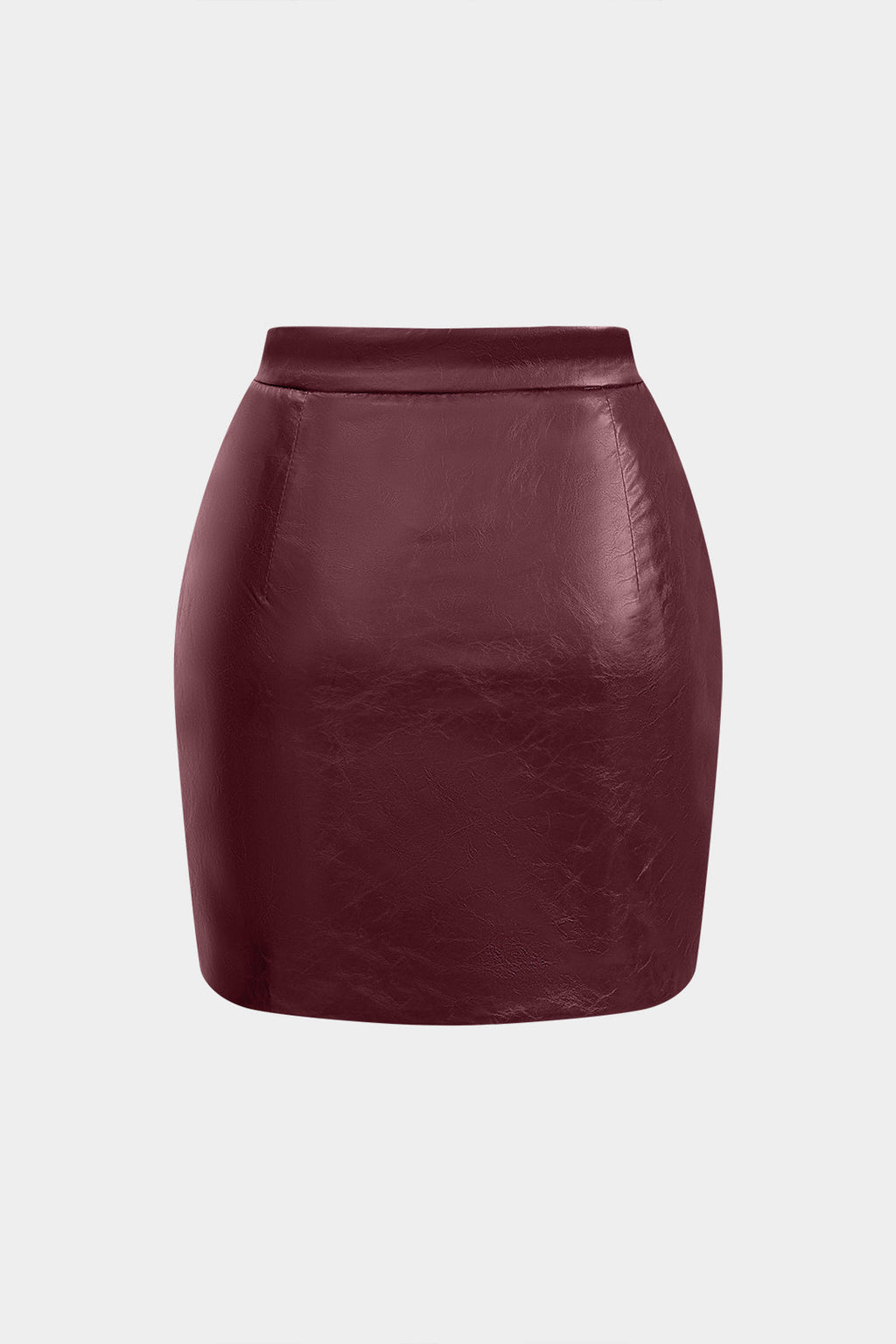 חצאית דמוית עור עם קפלים 