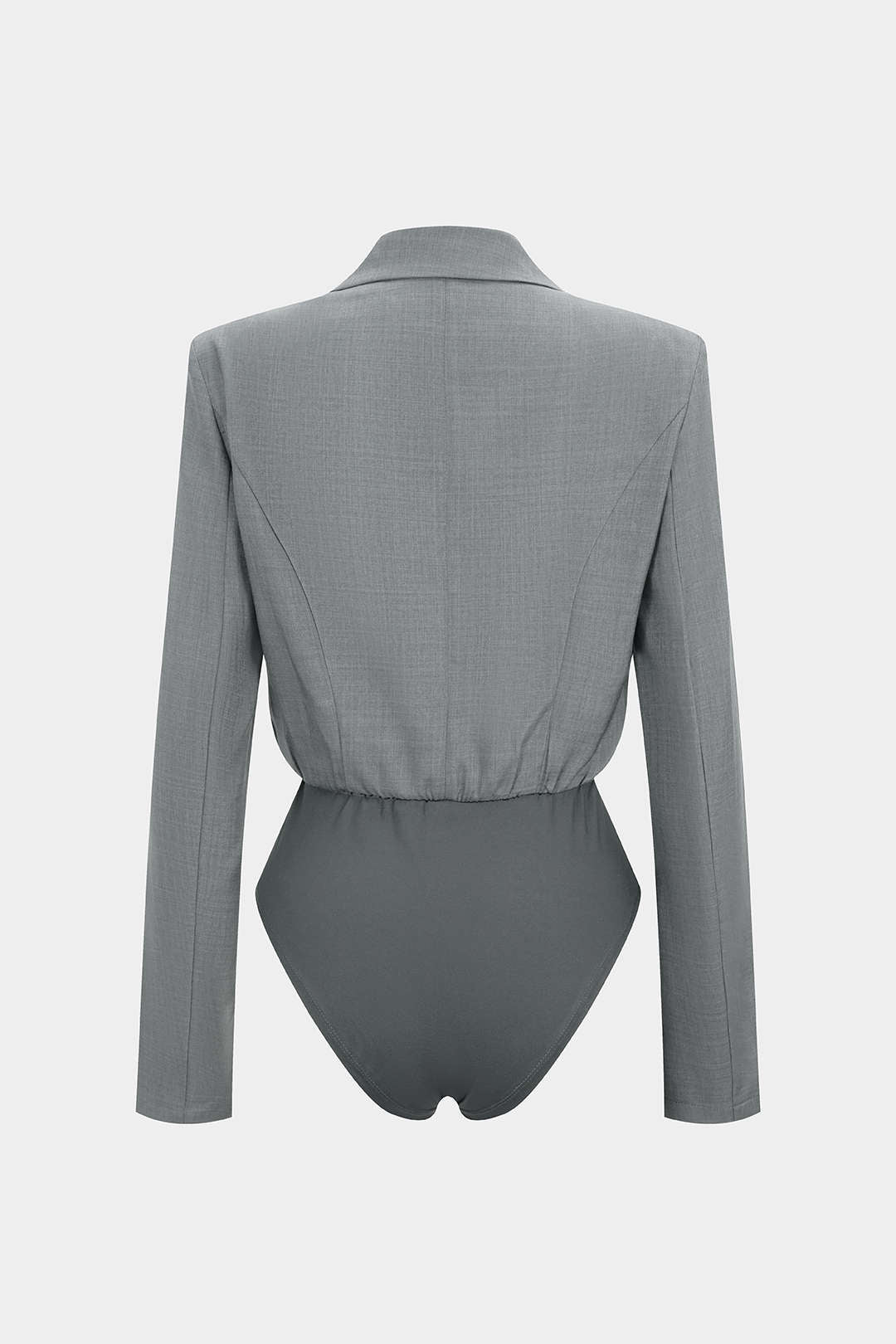 בגד גוף א-סימטרי עם שרוולים ארוכים ודש מחורץ 