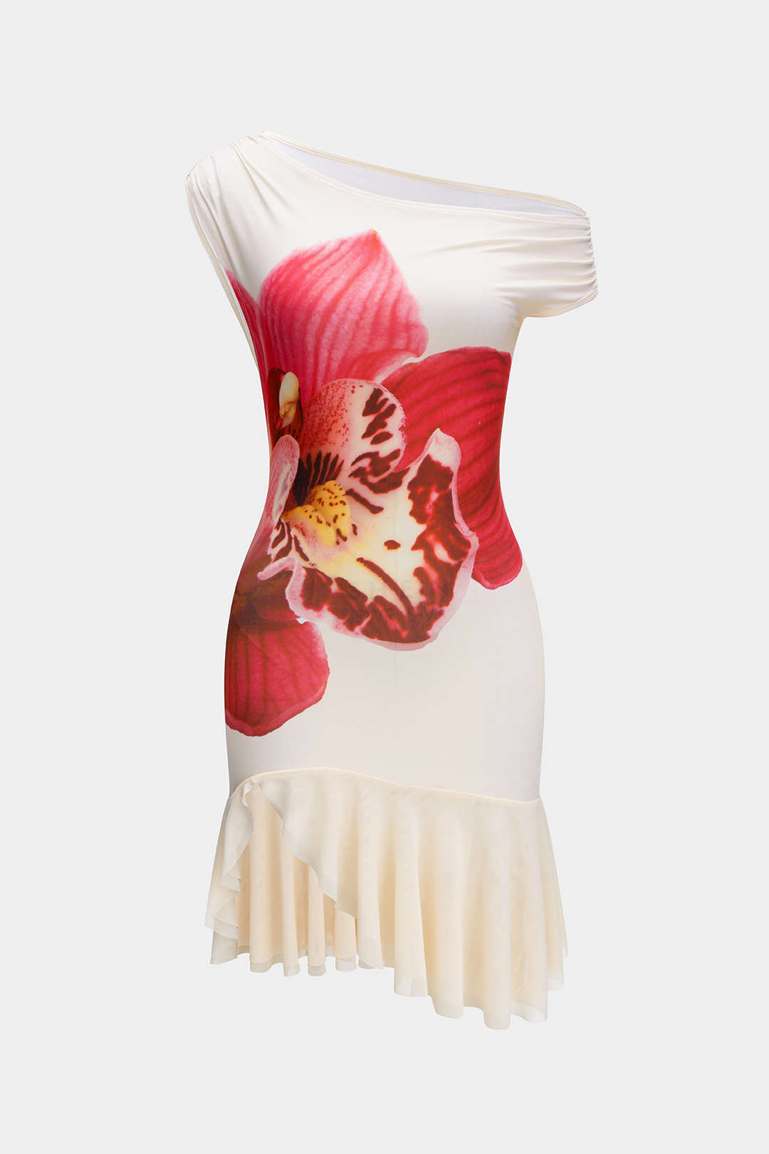 Vestido Mini Estampado Floral Asimétrico de Primavera